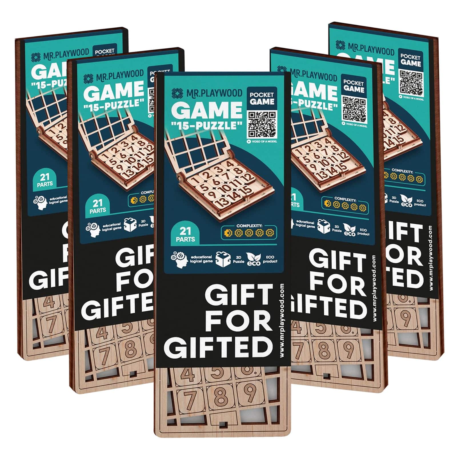 Mr. Playwood Game Fifteen Wooden STEM Puzzles, 5ct.