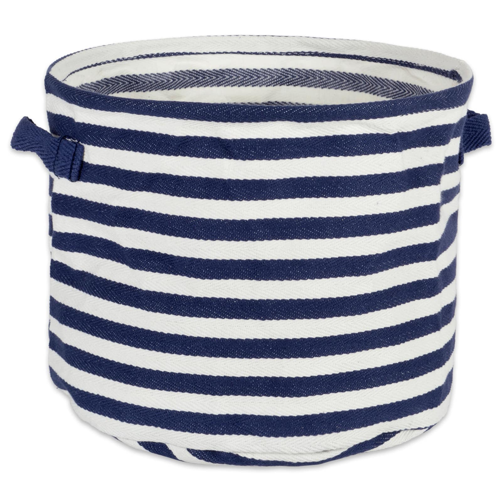 DII® Medium Round Stripes PE-Coated Herringbone Woven Cotton Laundry Bin, 2ct.
