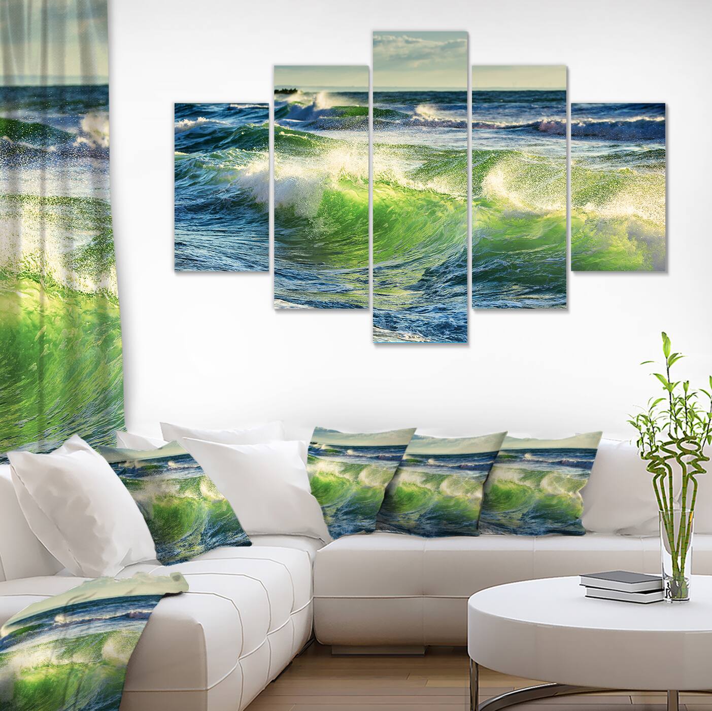 Designart - Sunrise and Shining Waves in Ocean - Beach Photo Canvas Print