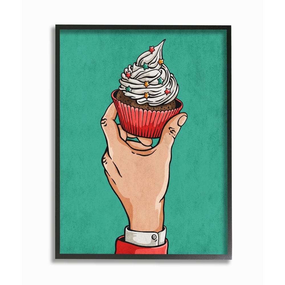 Stupell Industries Vintage Cupcake Black Framed Wall Art
