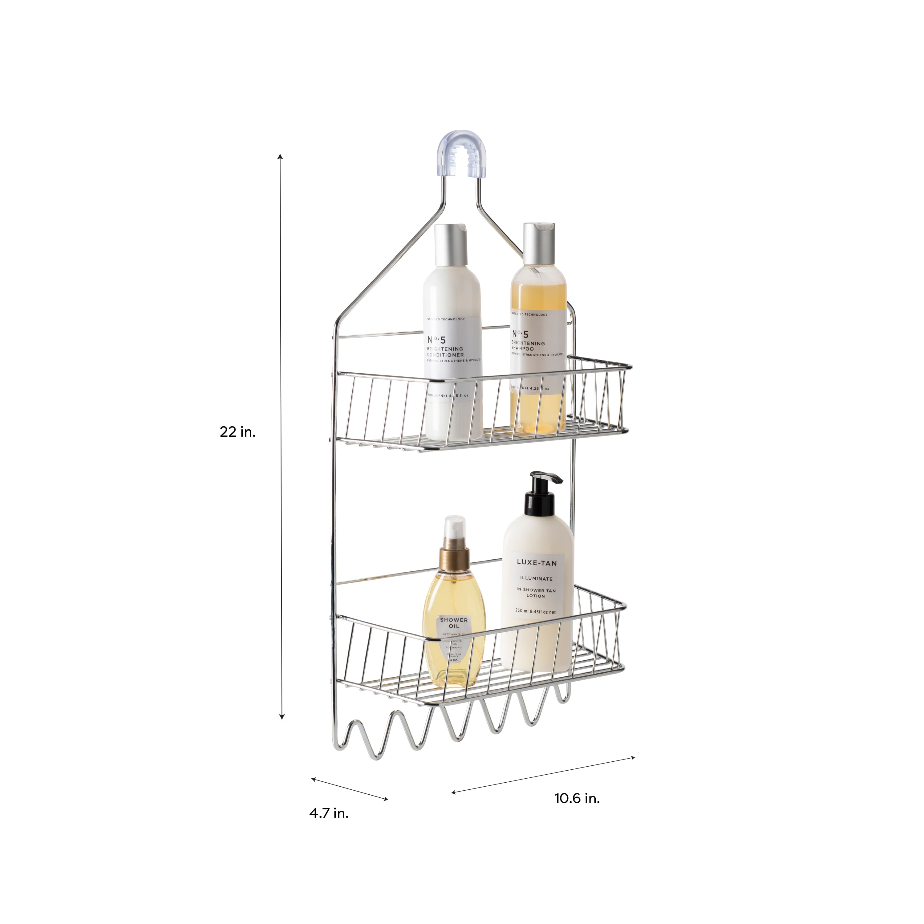 Bath Bliss Chrome 2 Tier Cabana Stripe Shower Caddy