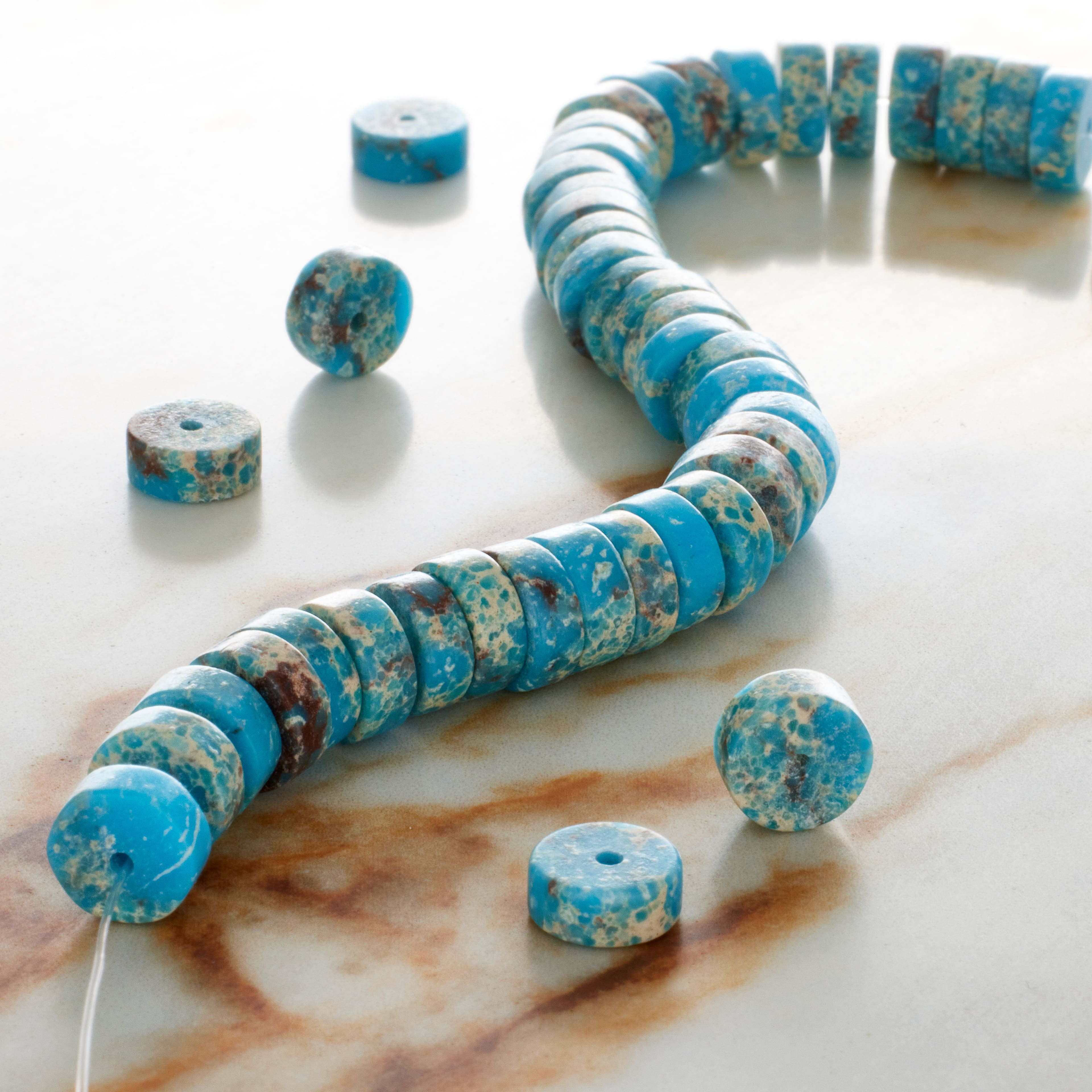 Blue Dyed Imperial Jasper Heishi Beads by Bead Landing™