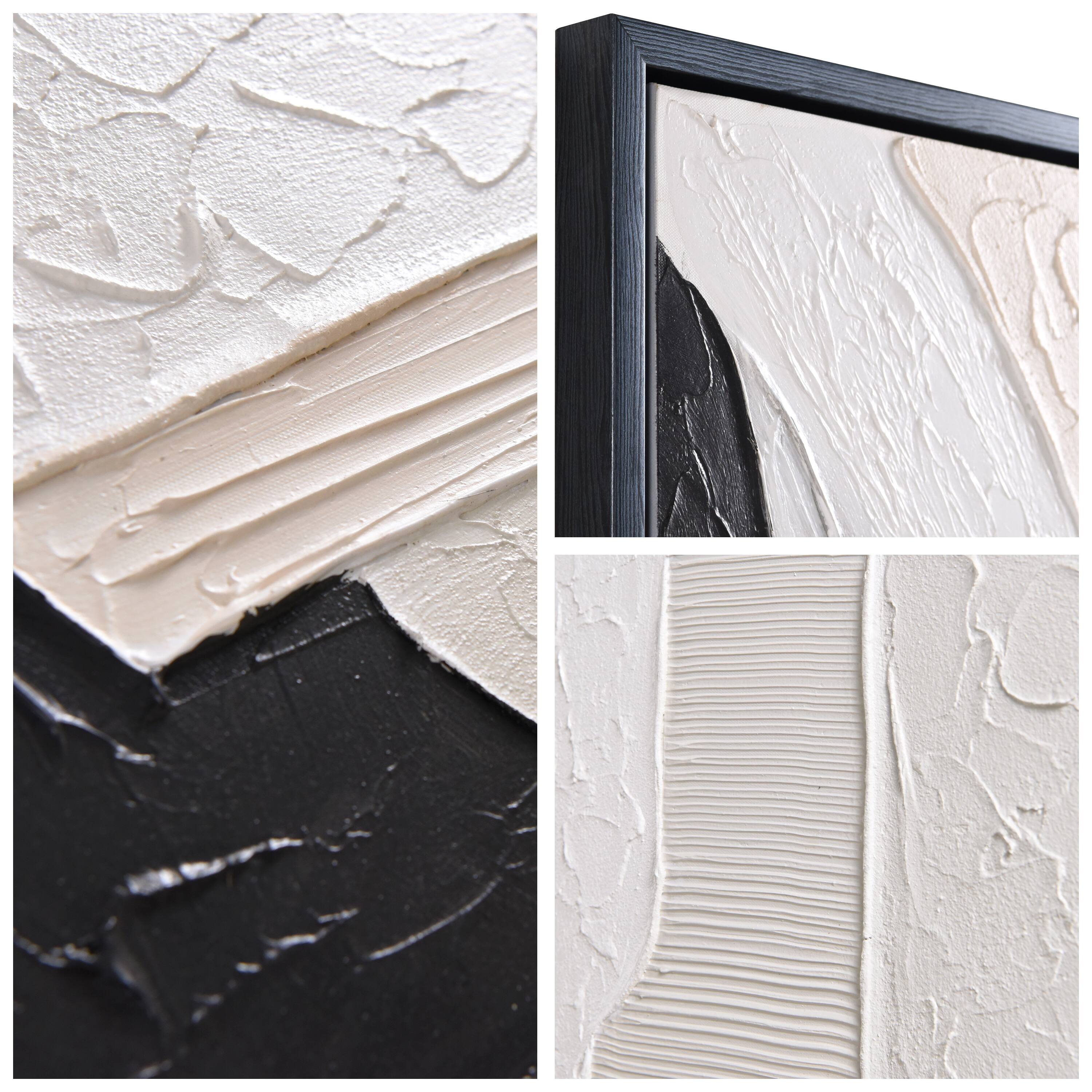 Empire Art Direct 48" x 24" Monochrome Abstract Heavily Textured Hand Painted Framed Canvas Wall Art