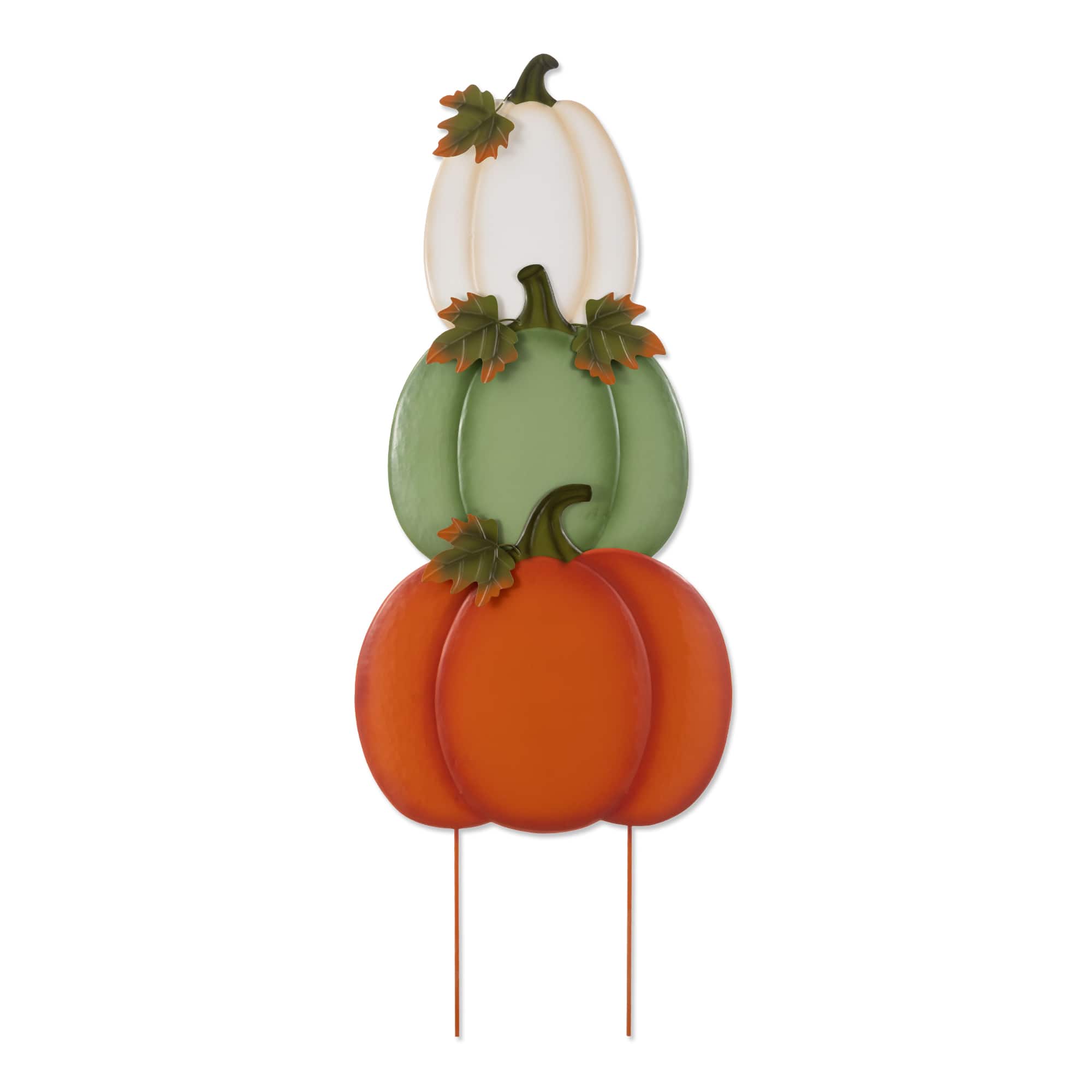 Glitzhome® Set of 3 Fall Stacked Pumpkin Metal Yard Stakes