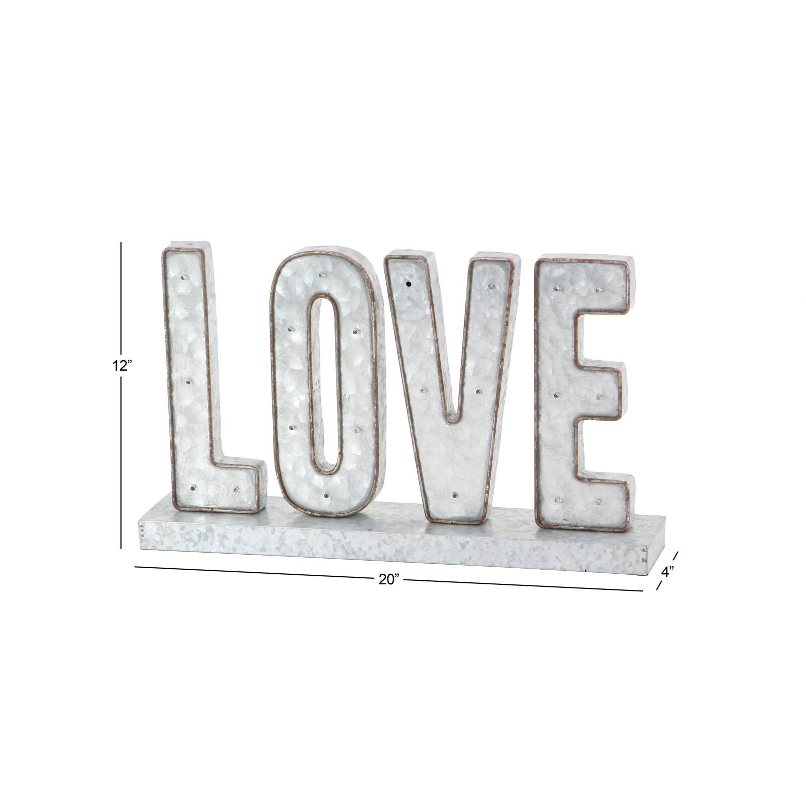 20" Gray Metal Love Decorative Sign