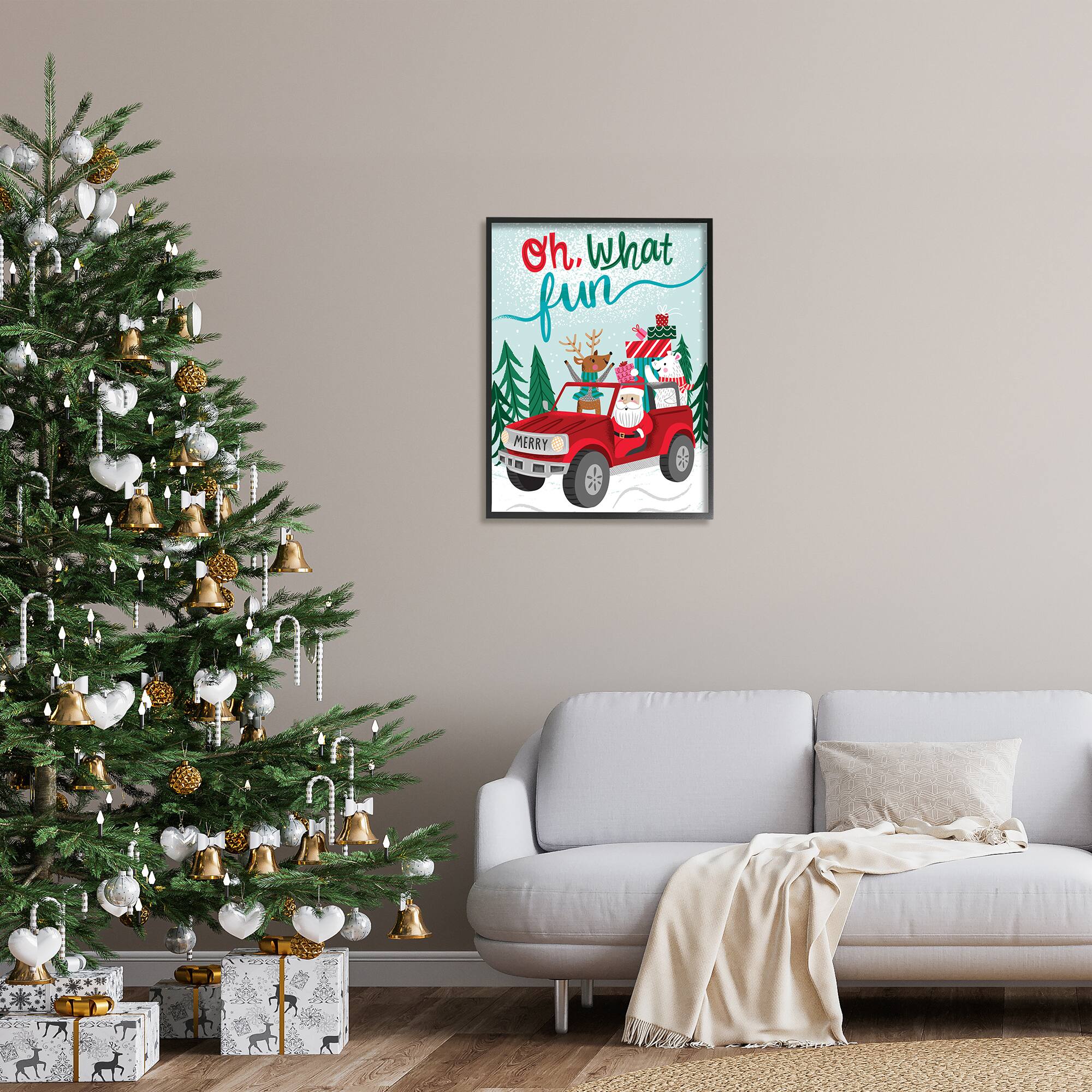 Stupell Industries Oh What Fun Santa Driving Gifts Framed Giclee Art