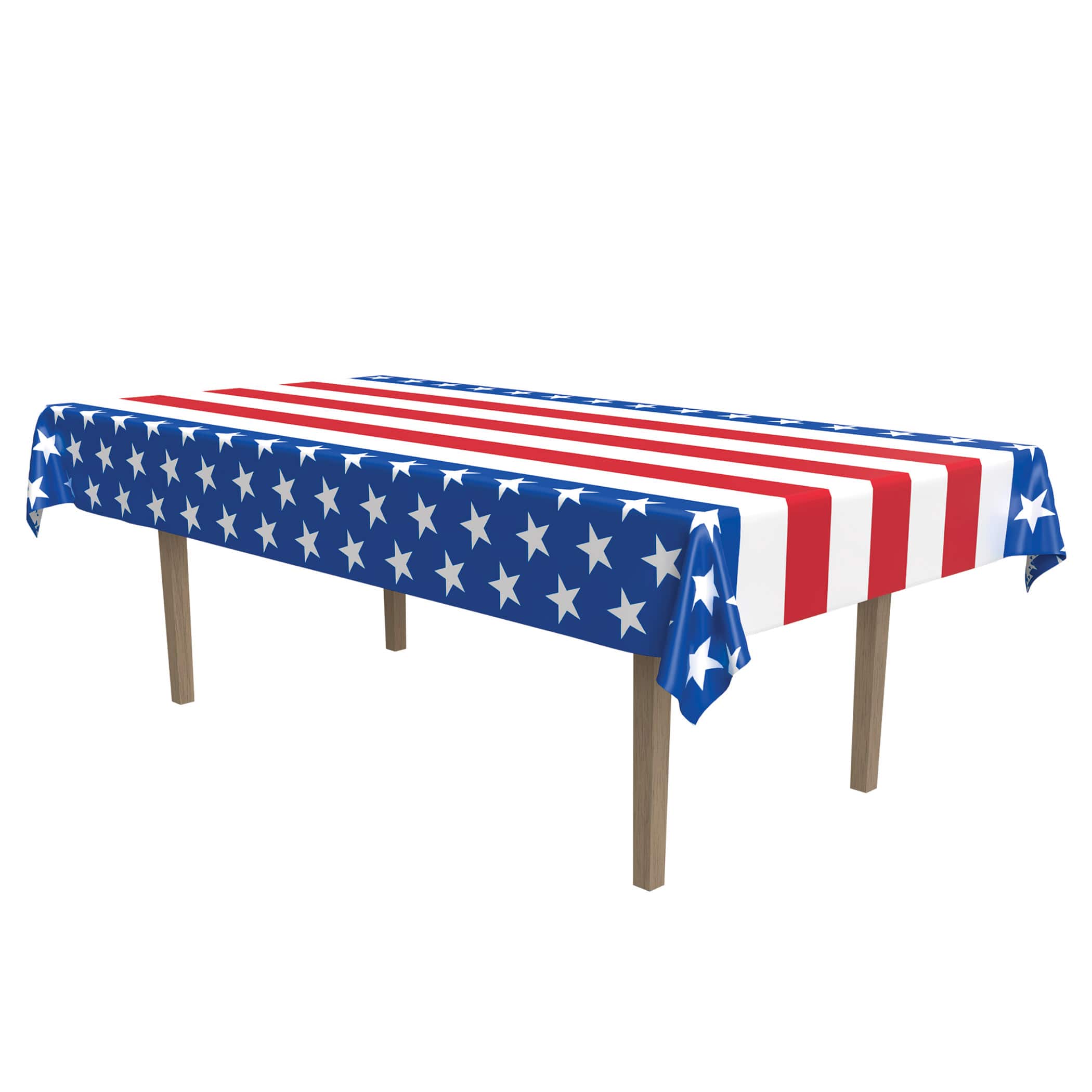 Beistle 54" x 108" Metallic Stars & Stripes Table Cover