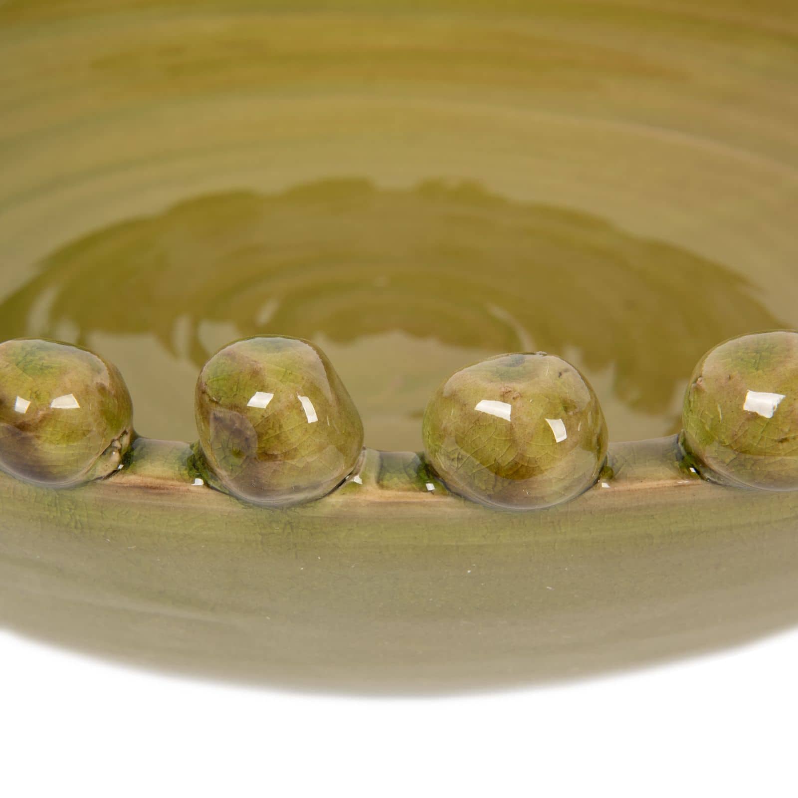 Hello Honey® 16.5" Green Round Hobnail Terra Cotta Decorative Bowl
