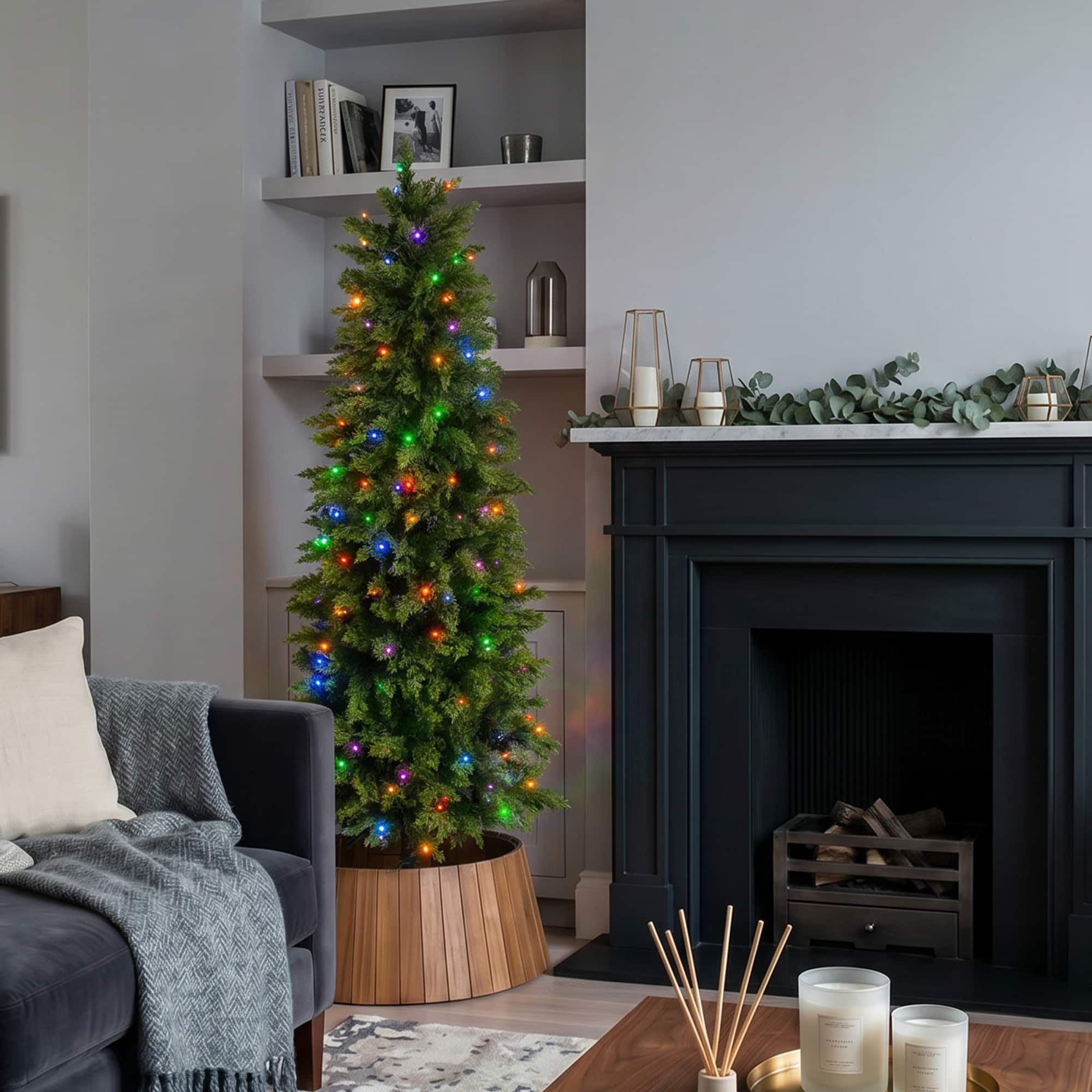 Glitzhome® 5ft. Pre-Lit Cypress Christmas Tree, Twinkling Lights