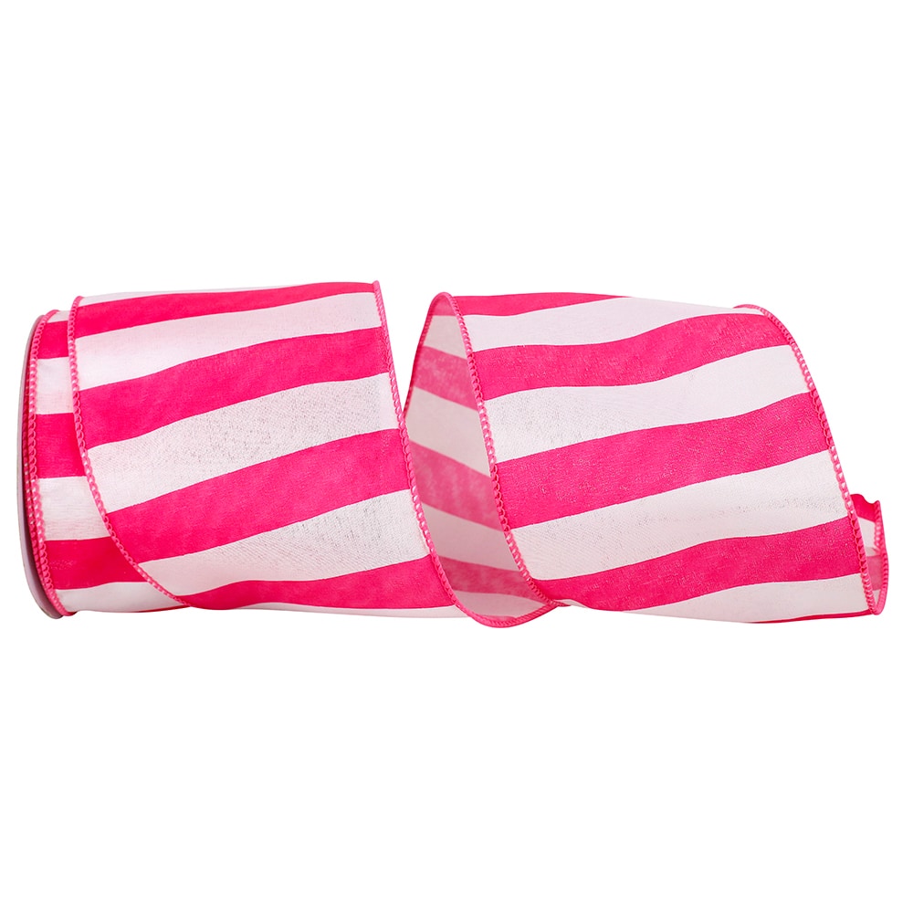 JAM Paper 4" x 10yd. Azalea Wired Cabana Stripe Bright Ribbon