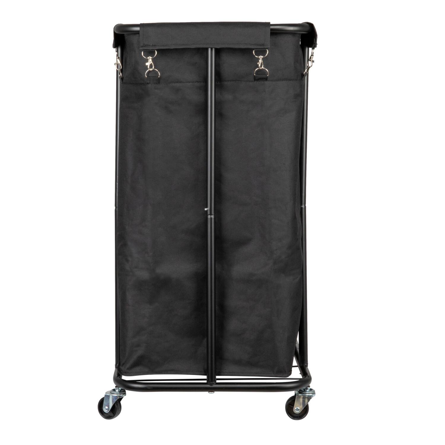 Household Essentials 34" Long Black 3-Bag Rolling Laundry Sorter