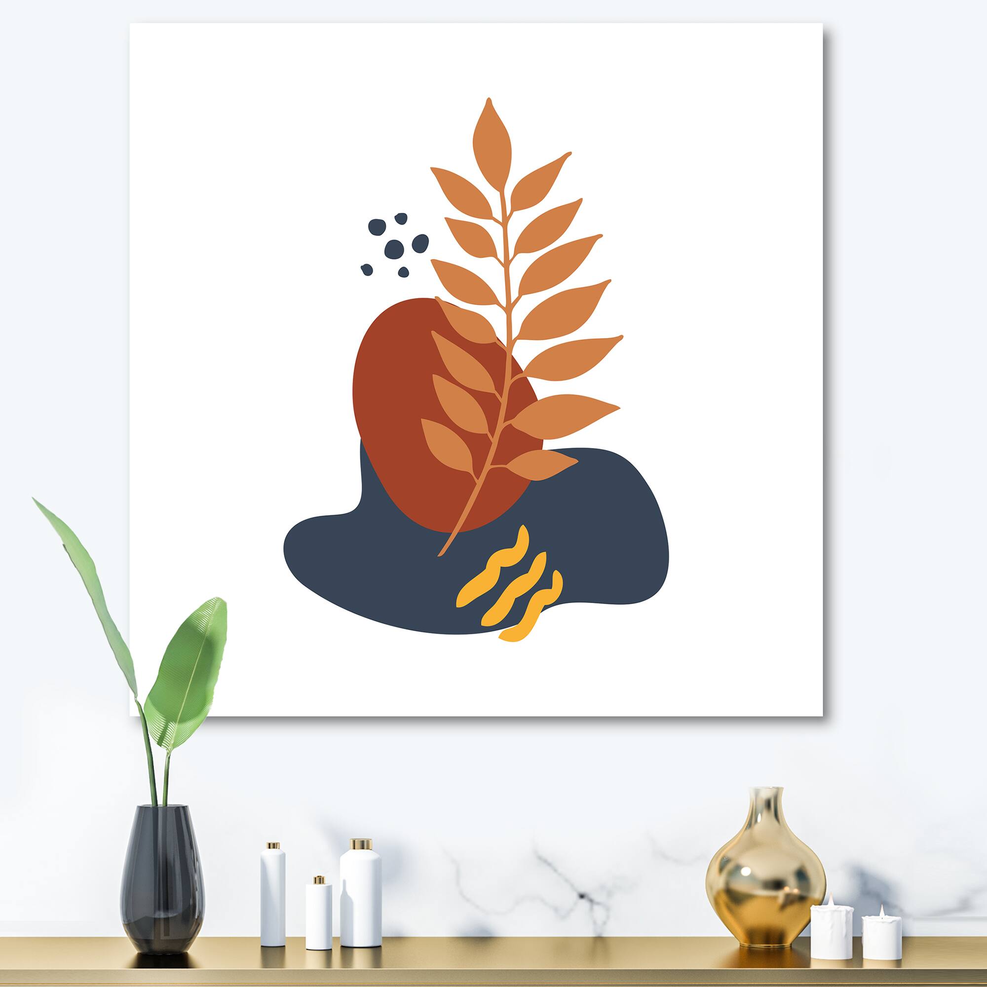 Designart - Abstract Flowers On Minimal Shapes VIII