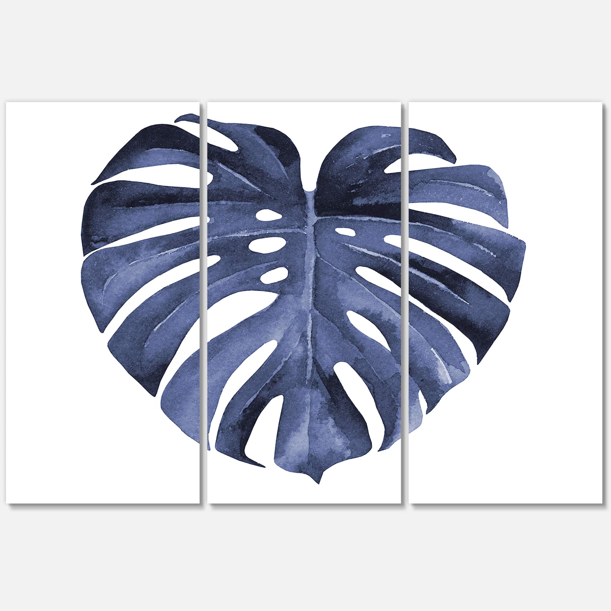Designart - Tropical Blue Watercolour Leaves III