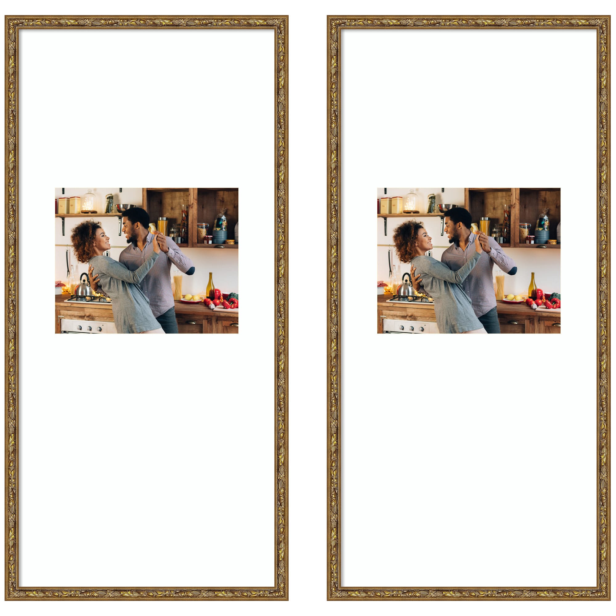 Kate and Laurel Belmont Gallery 14" x 30" Brown Picture Wood Frames 10" x 8" with Mat, 2ct.