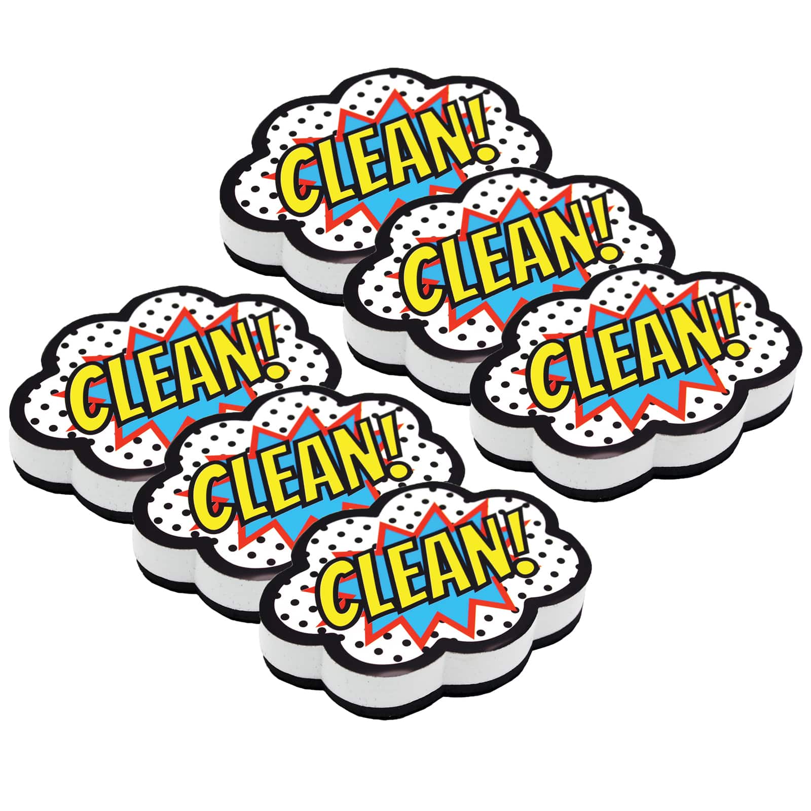 Ashley Productions Superhero Clean! Magnetic Whiteboard Eraser, 6ct.