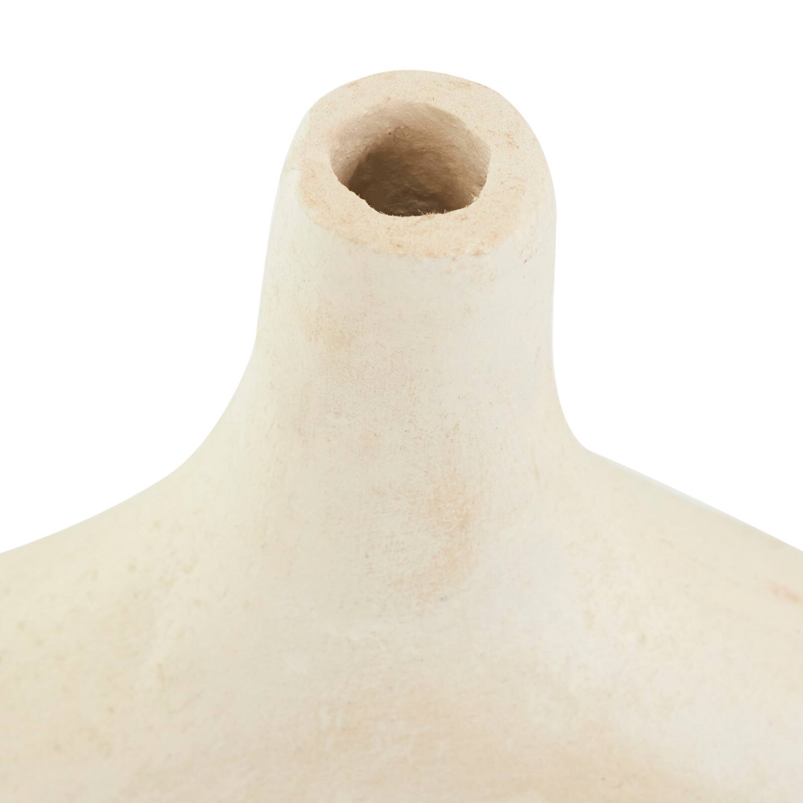 17" Beige Paper Mache Abstract Double Handle Vase