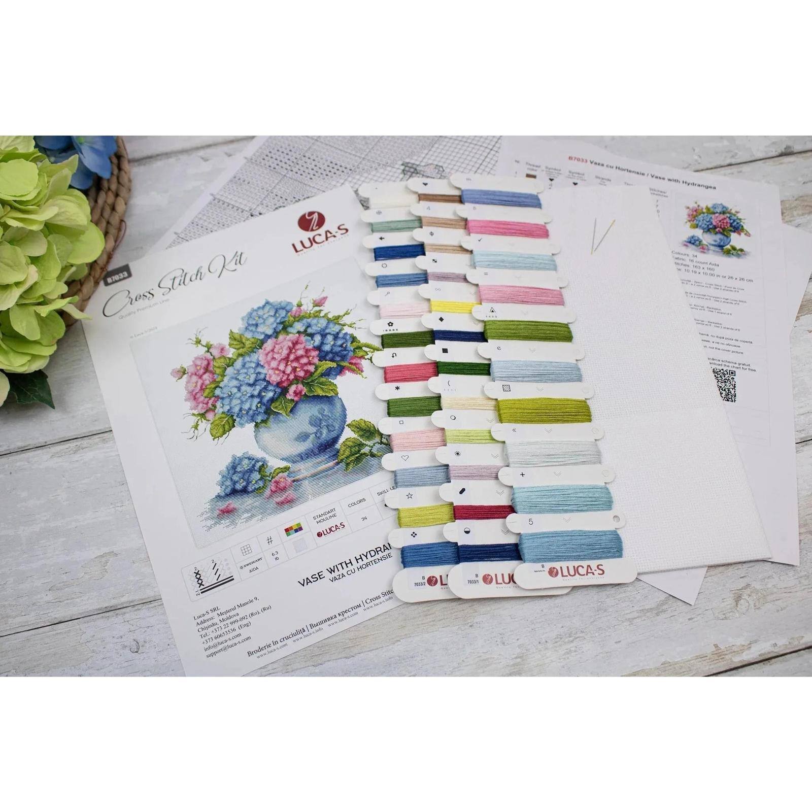 Luca-S Vase with Hydrangea Counted Cross Stitch Kit