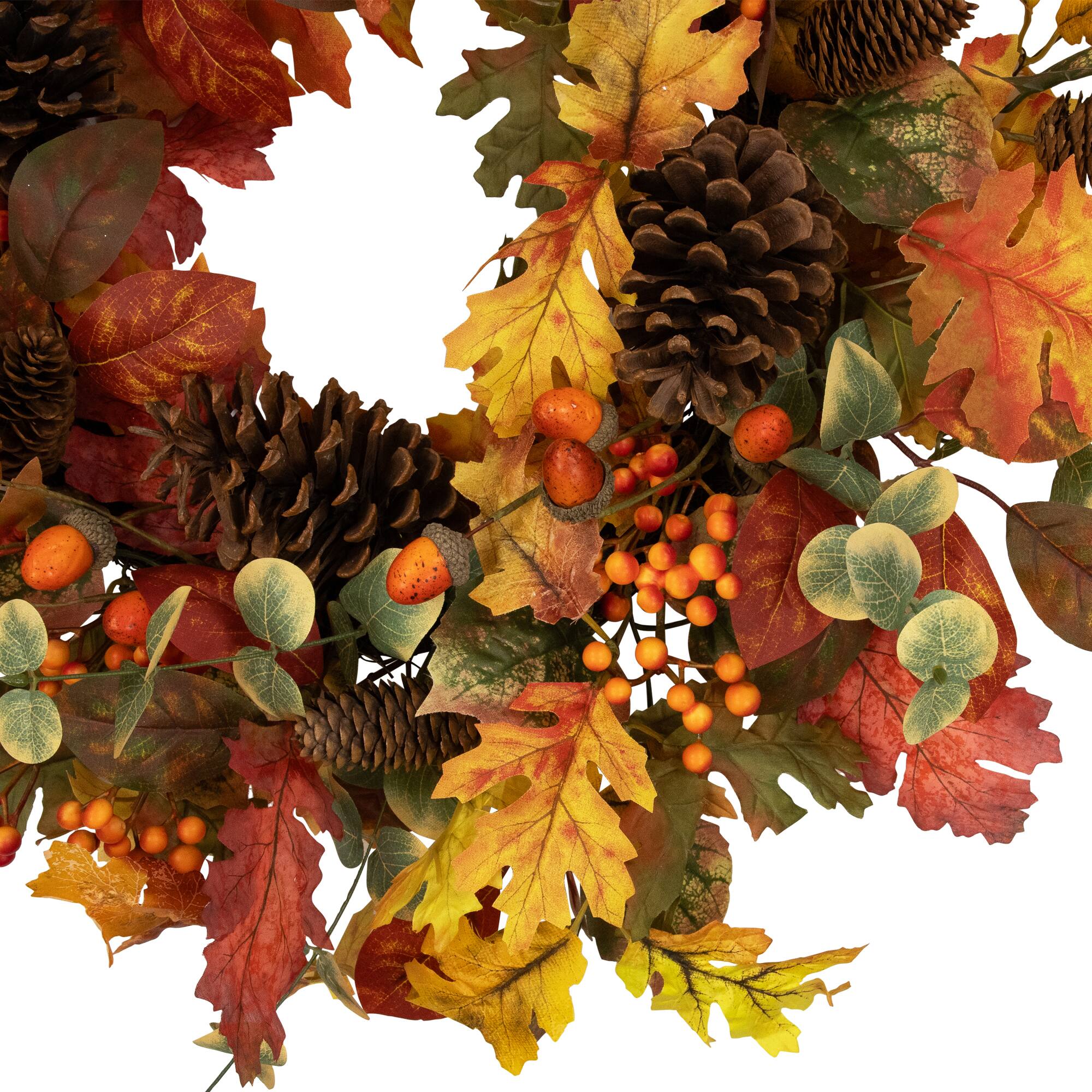 26" Berries, Leaves & Pinecones Fall Harvest Wreath