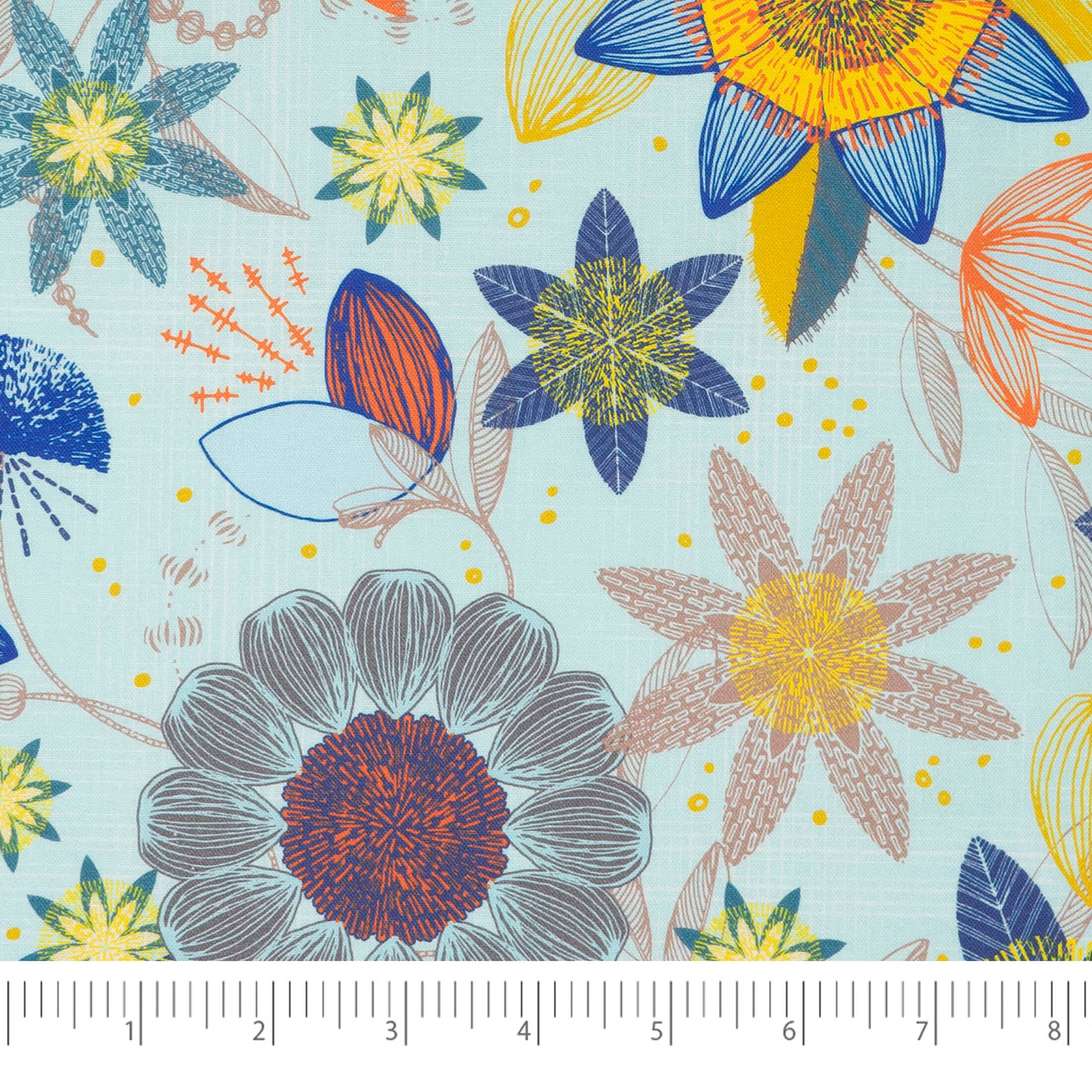 Stitch & Sparkle Mid Century 44" Patio Burst Pool Cotton Fabric