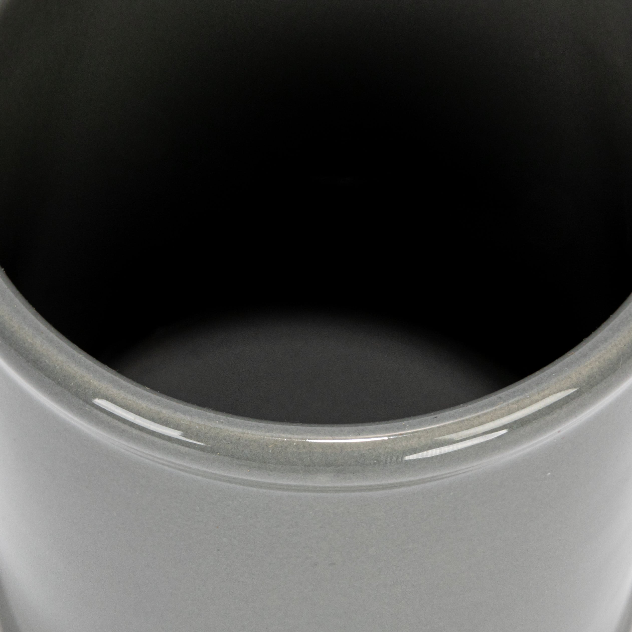 Hello Honey® 11.5" Gray Farmhouse Ceramic Crocks in White Metal Holder