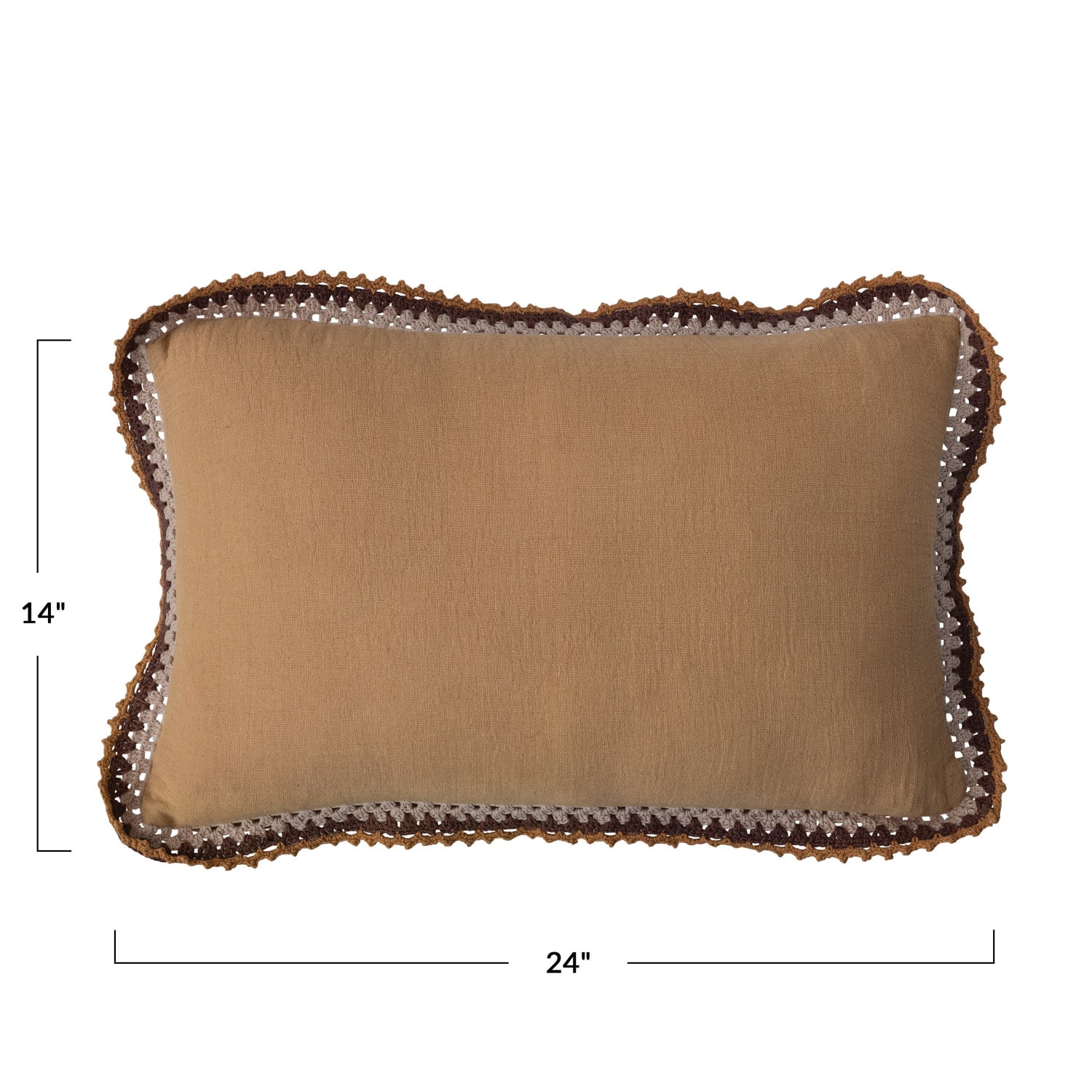 Hello Honey® Multicolored Cotton Lumbar Pillow with Crocheted Edge