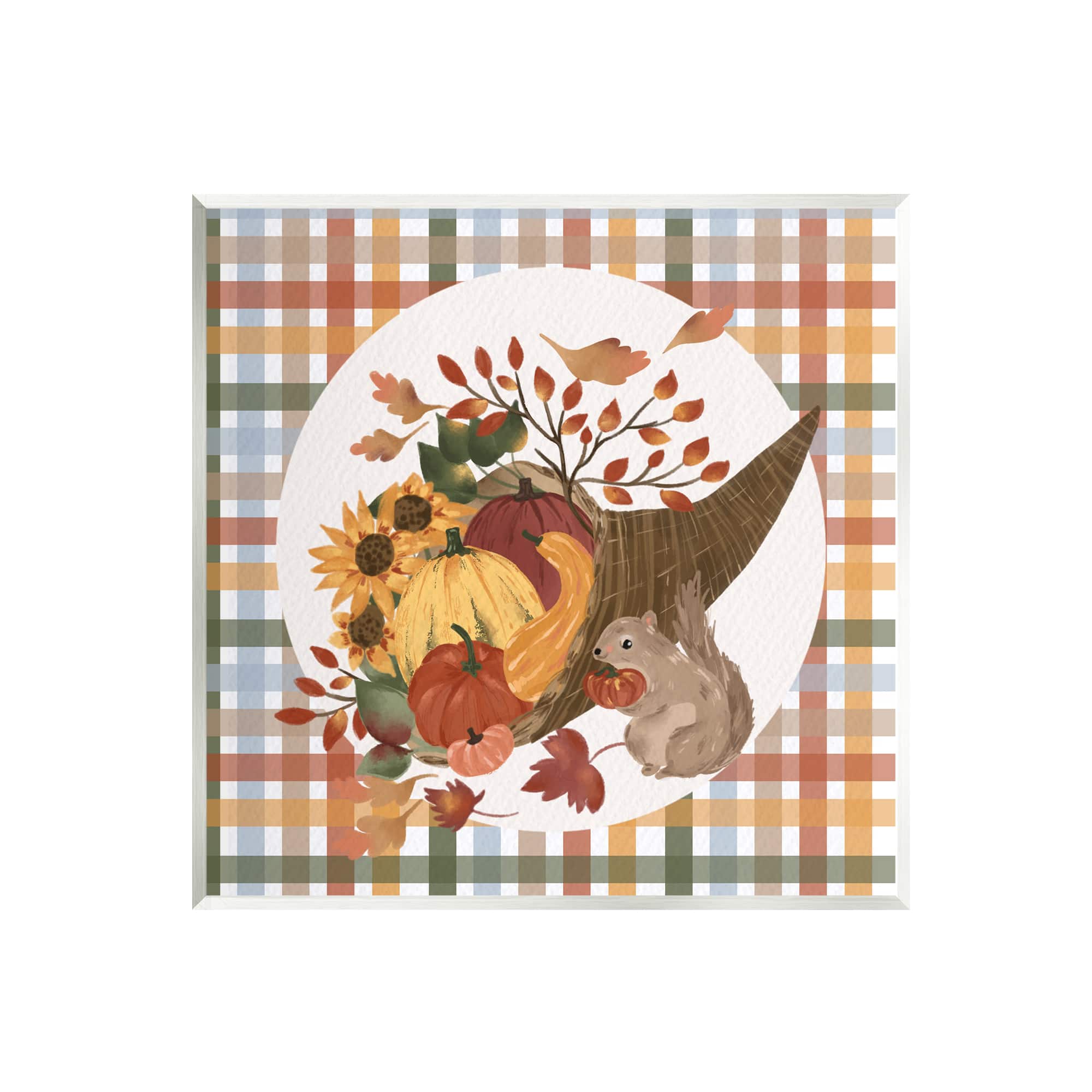 Stupell Industries Abundant Harvest Tartan Cornucopia Wall Plaque Art