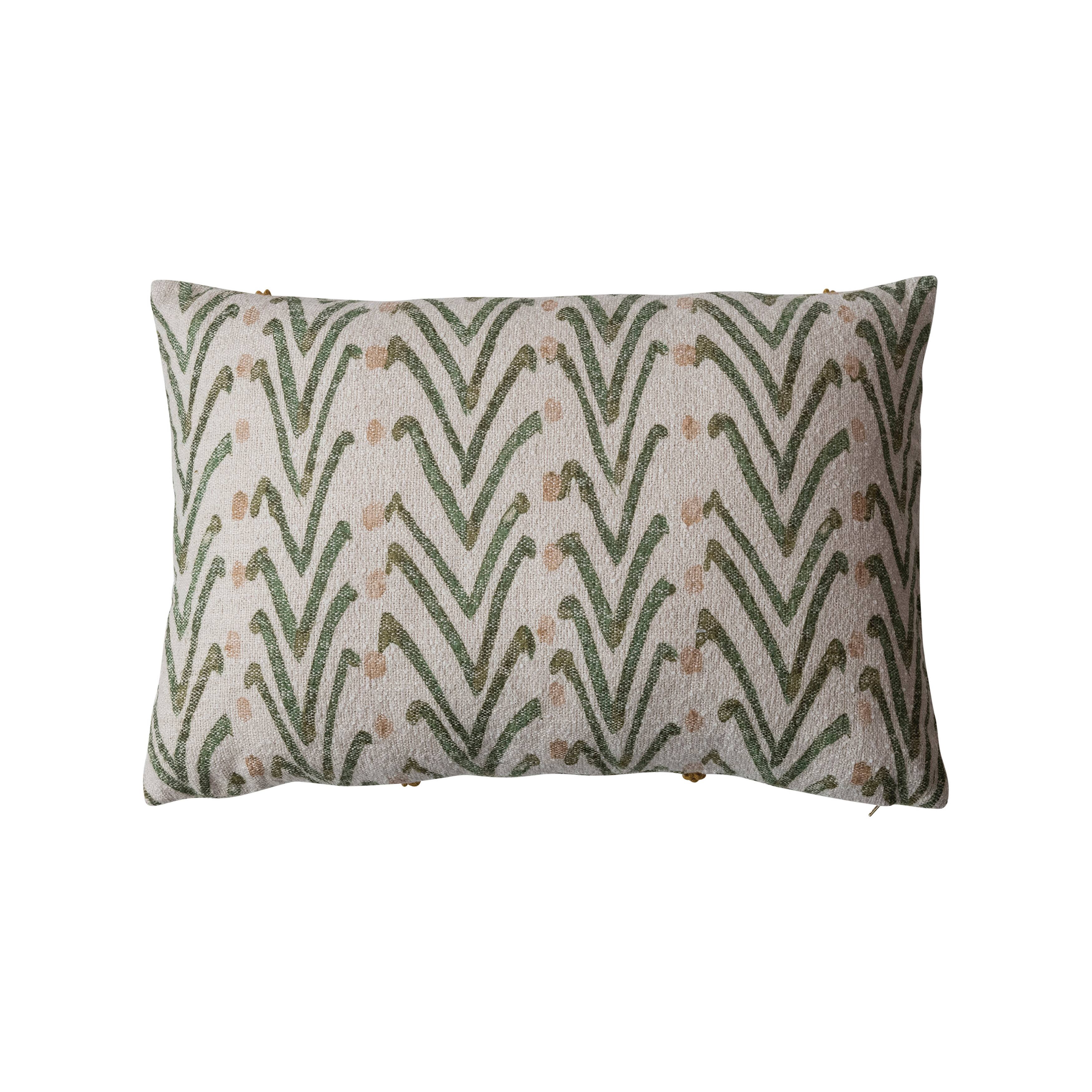 Hello Honey® 24" Natural, Green & Mustard Floral Pattern Lumbar Pillow