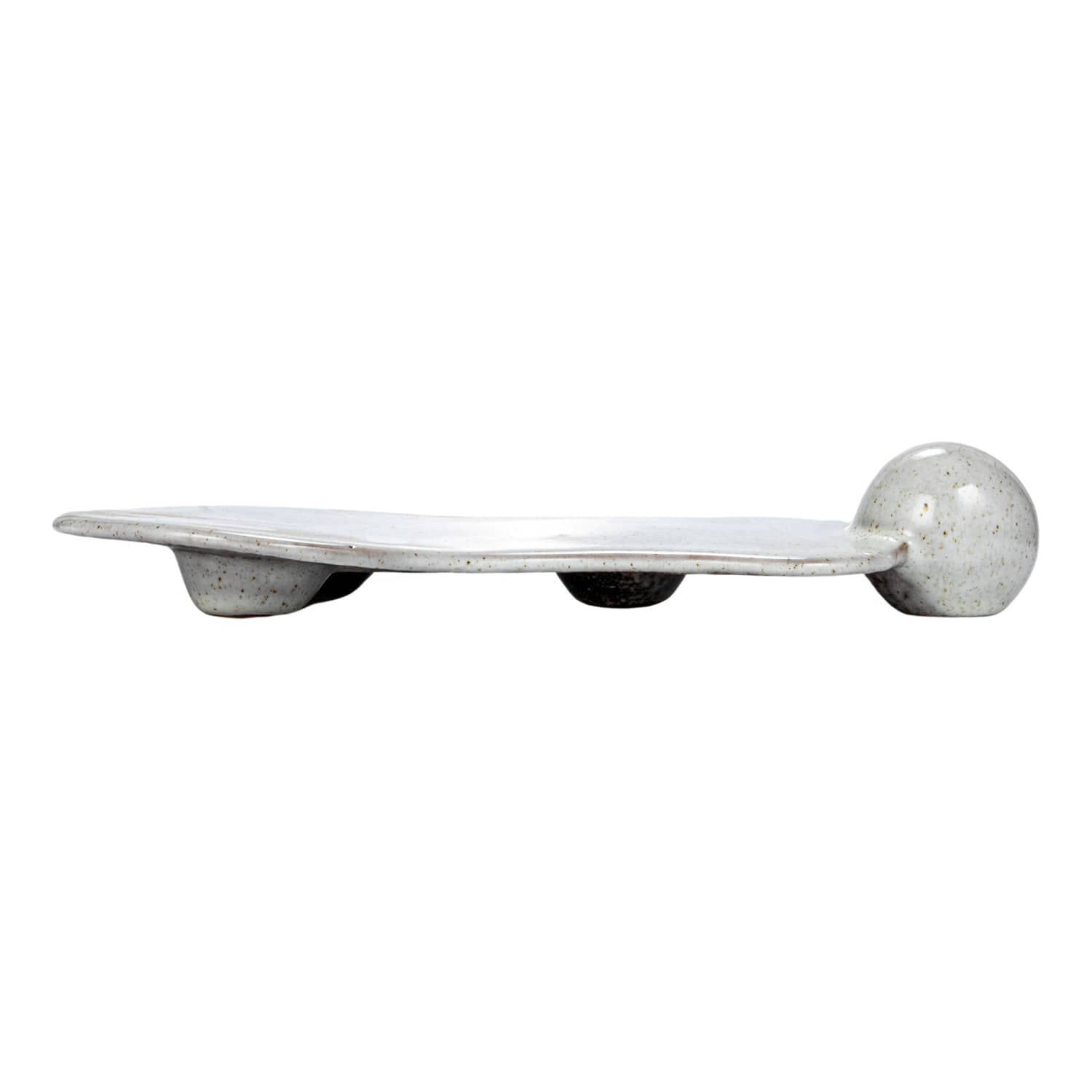 Hello Honey® 10.25" Cream Reactive Glaze Stoneware Tray with Ball