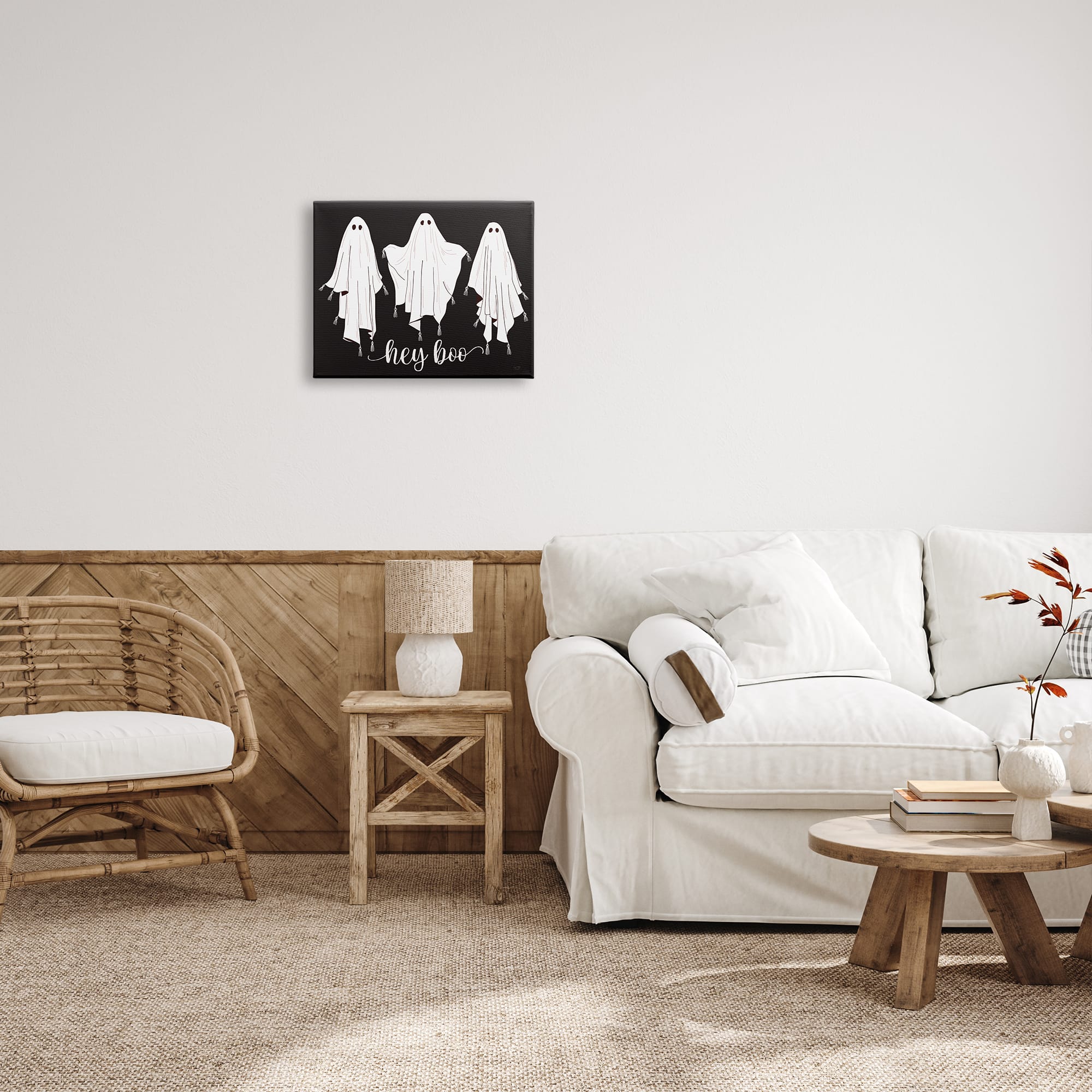 Stupell Industries Hey Boo Three Ghosts Canvas Wall Art
