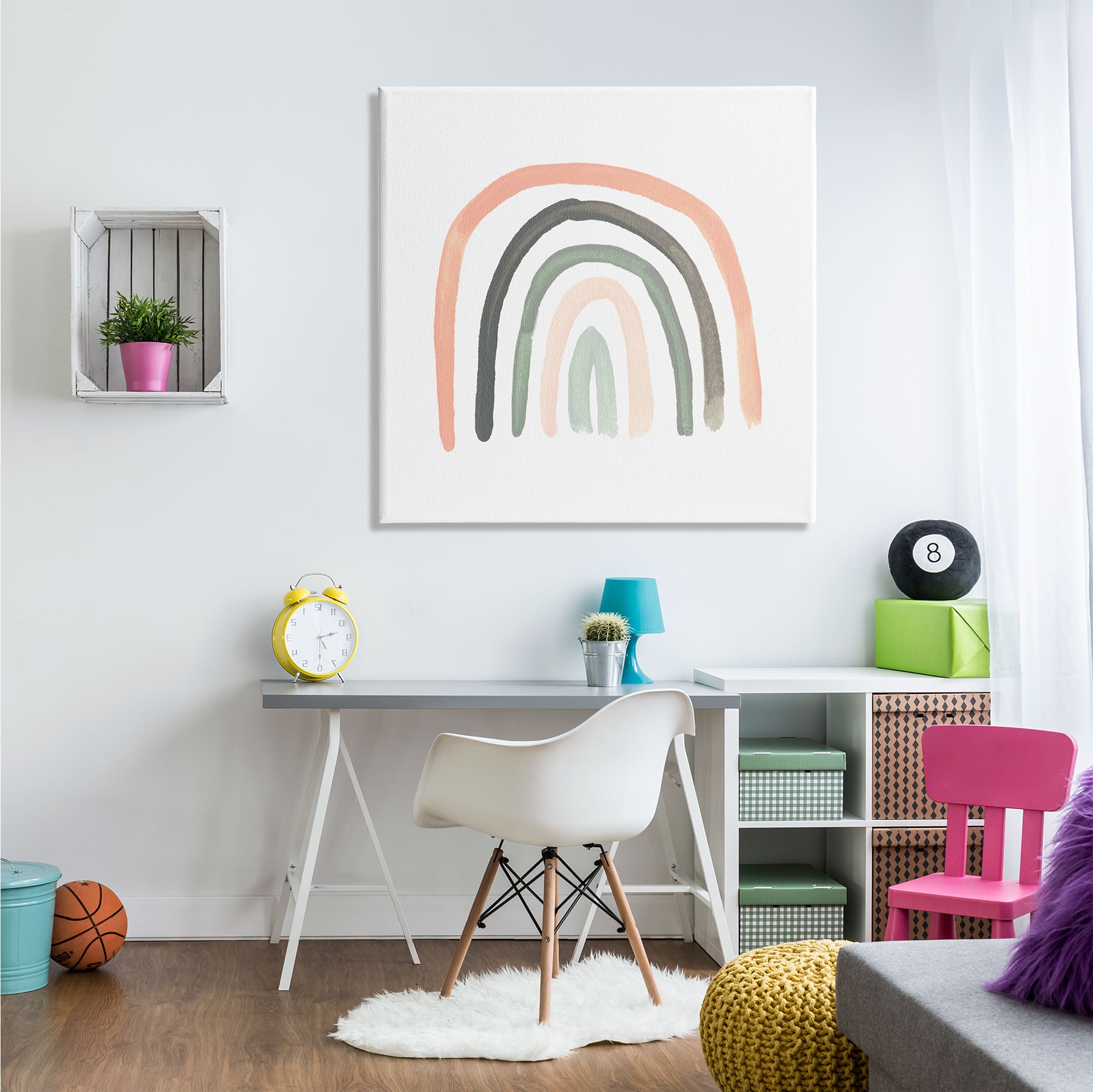 Stupell Industries Sweet Rainbow Arches Soft Green Pink Pastels Canvas Wall Art
