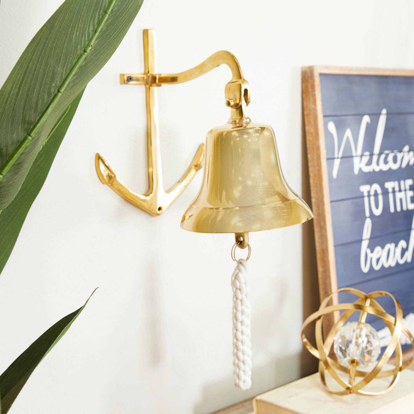 9.5" Nautical Bell Wall Accent with Anchor Backing