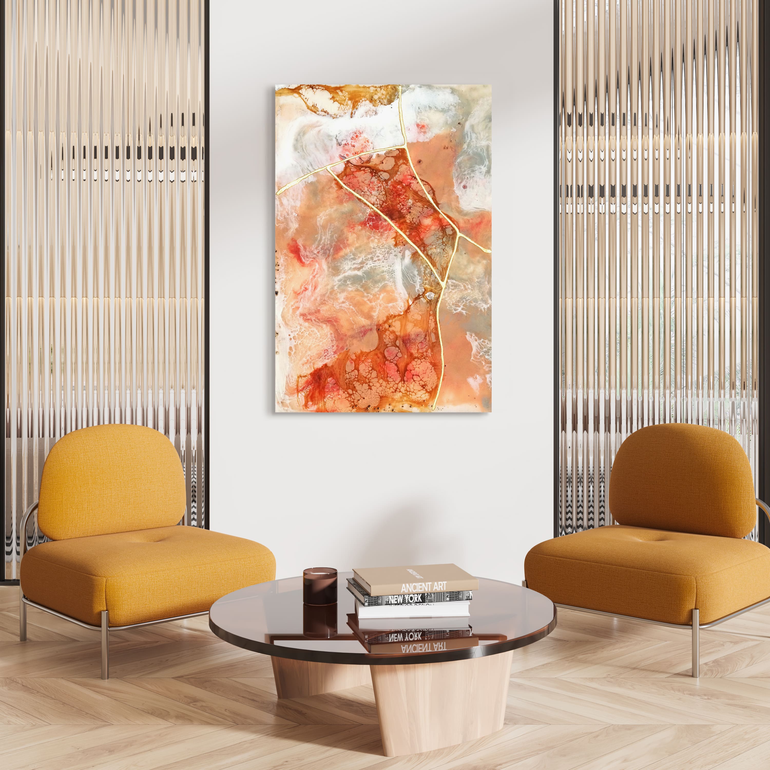 Empire Art Direct 48" x 32" Coral Lace I Frameless Free Floating Printed Tempered Glass Wall Art