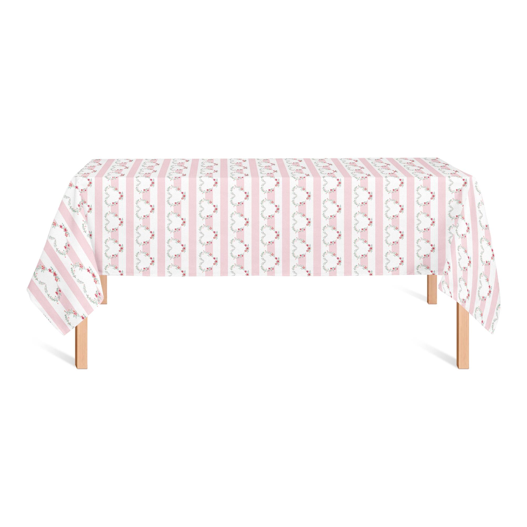 Floral Heart Pattern 58" x 102" Tablecloth