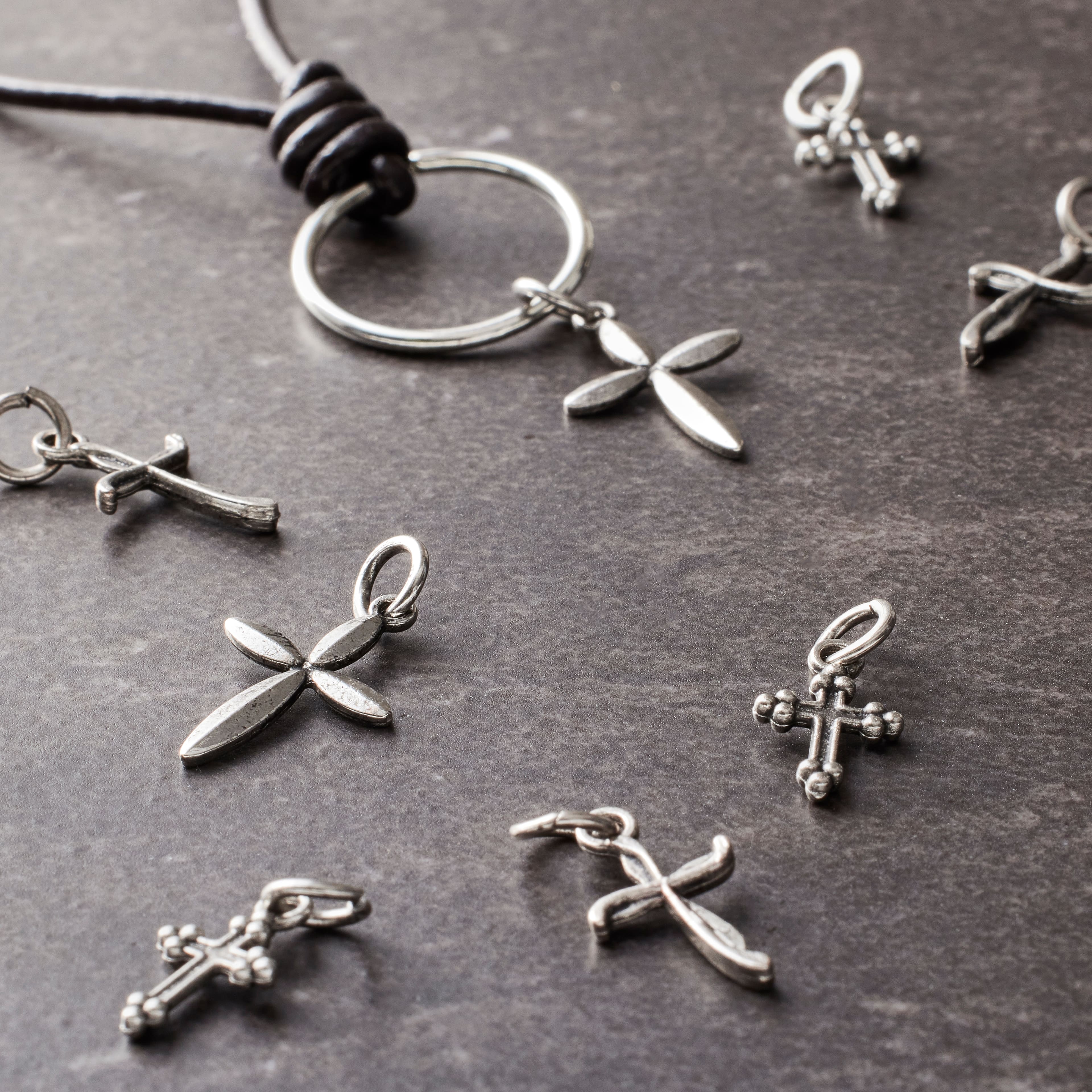 Rhodium-Colored Cross Charm Mix by Bead Landing™
