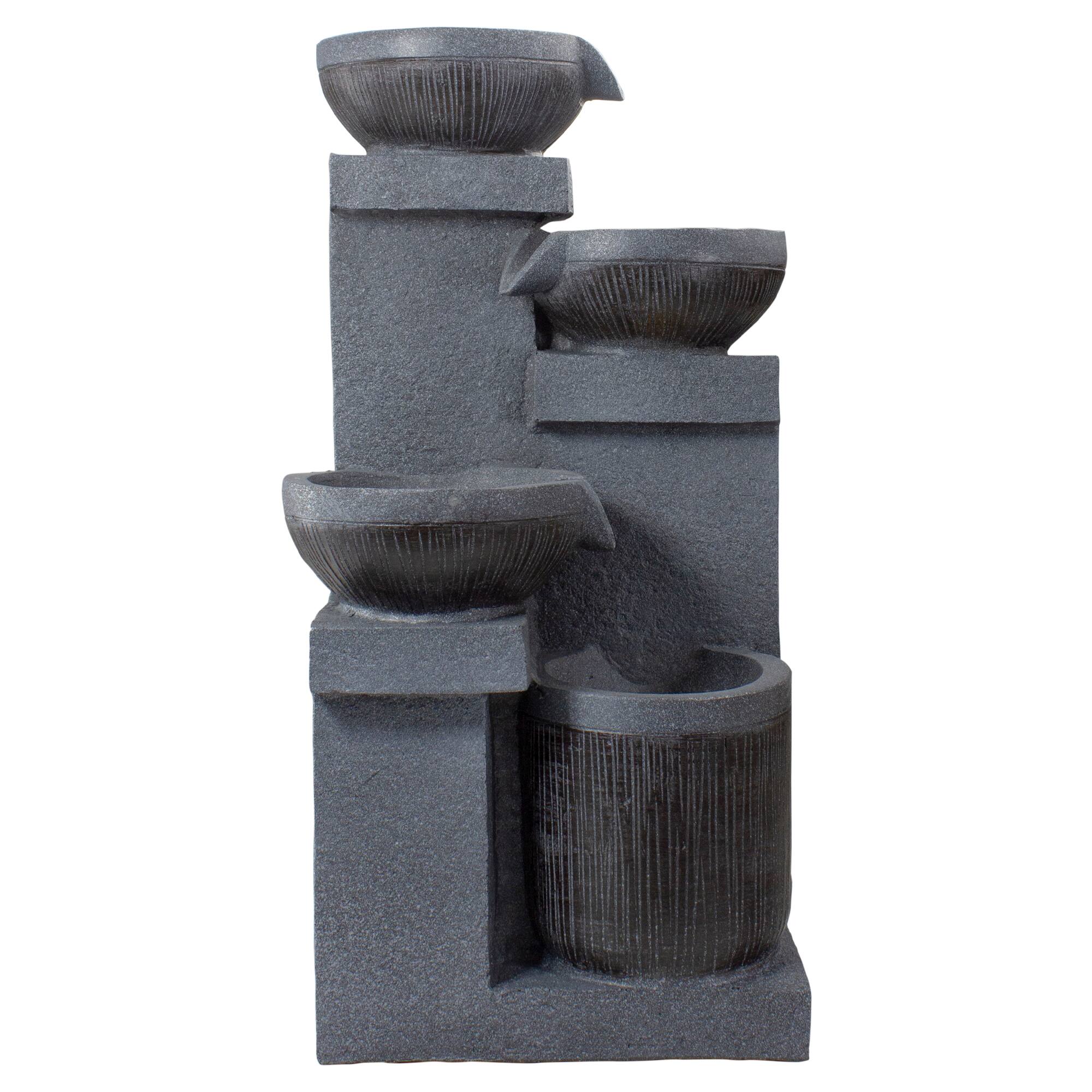 23" LED Cascading 4-Tier Bowl Outdoor Water Fountain