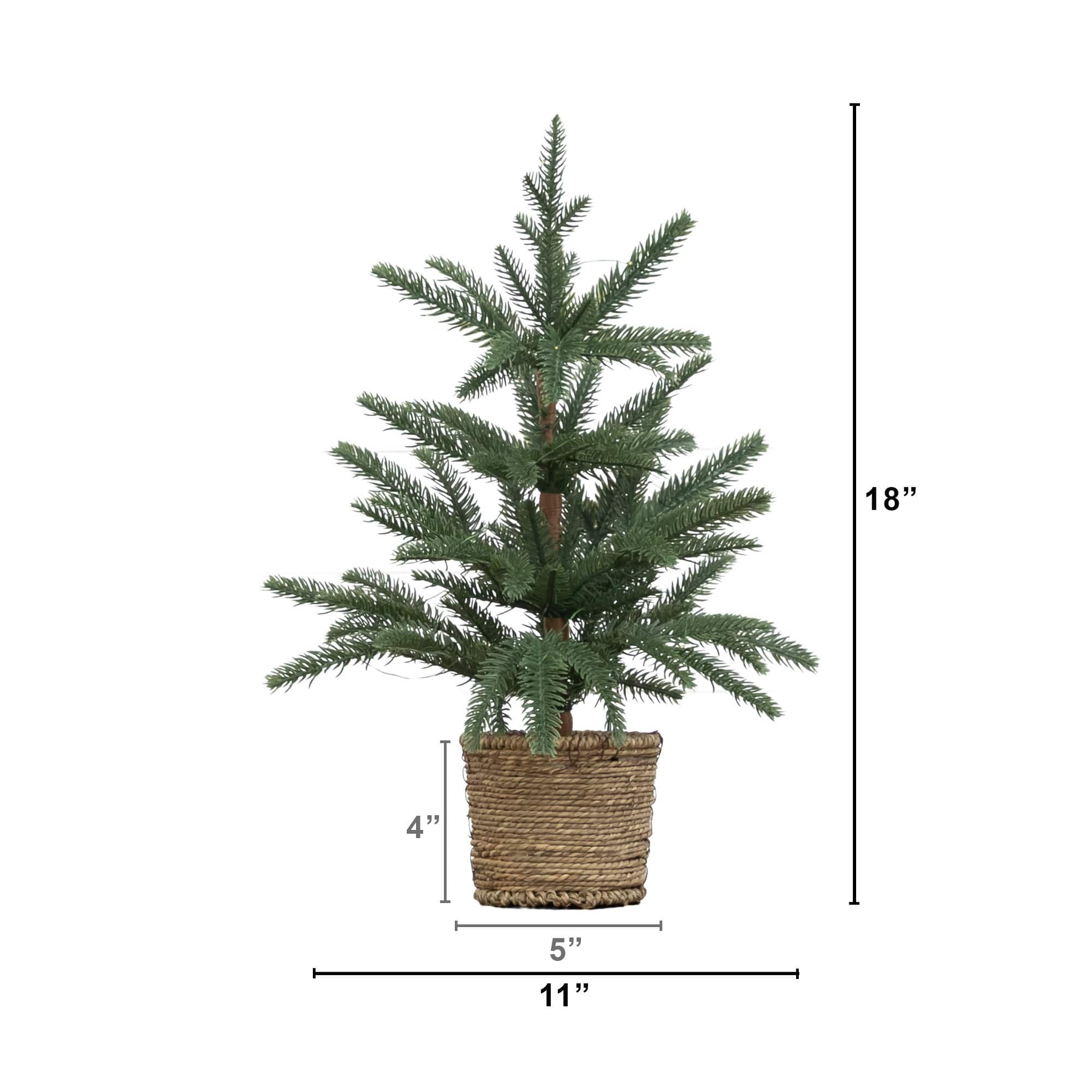 Nearly Natural 18" Pre-Lit Artificial Christmas Tree, Warm White LED Lights