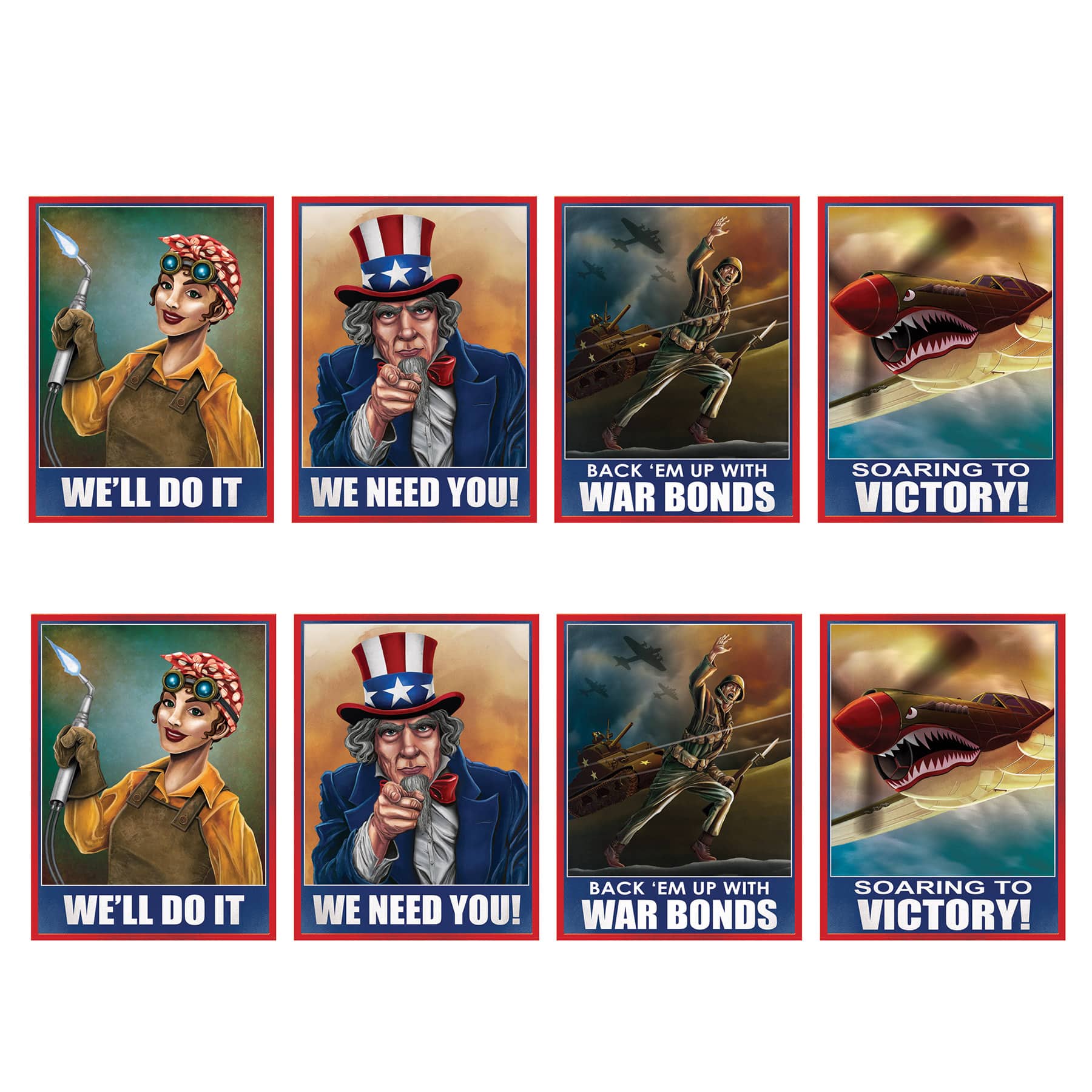 Beistle 15.25" World War II Poster Cutouts, 8ct.