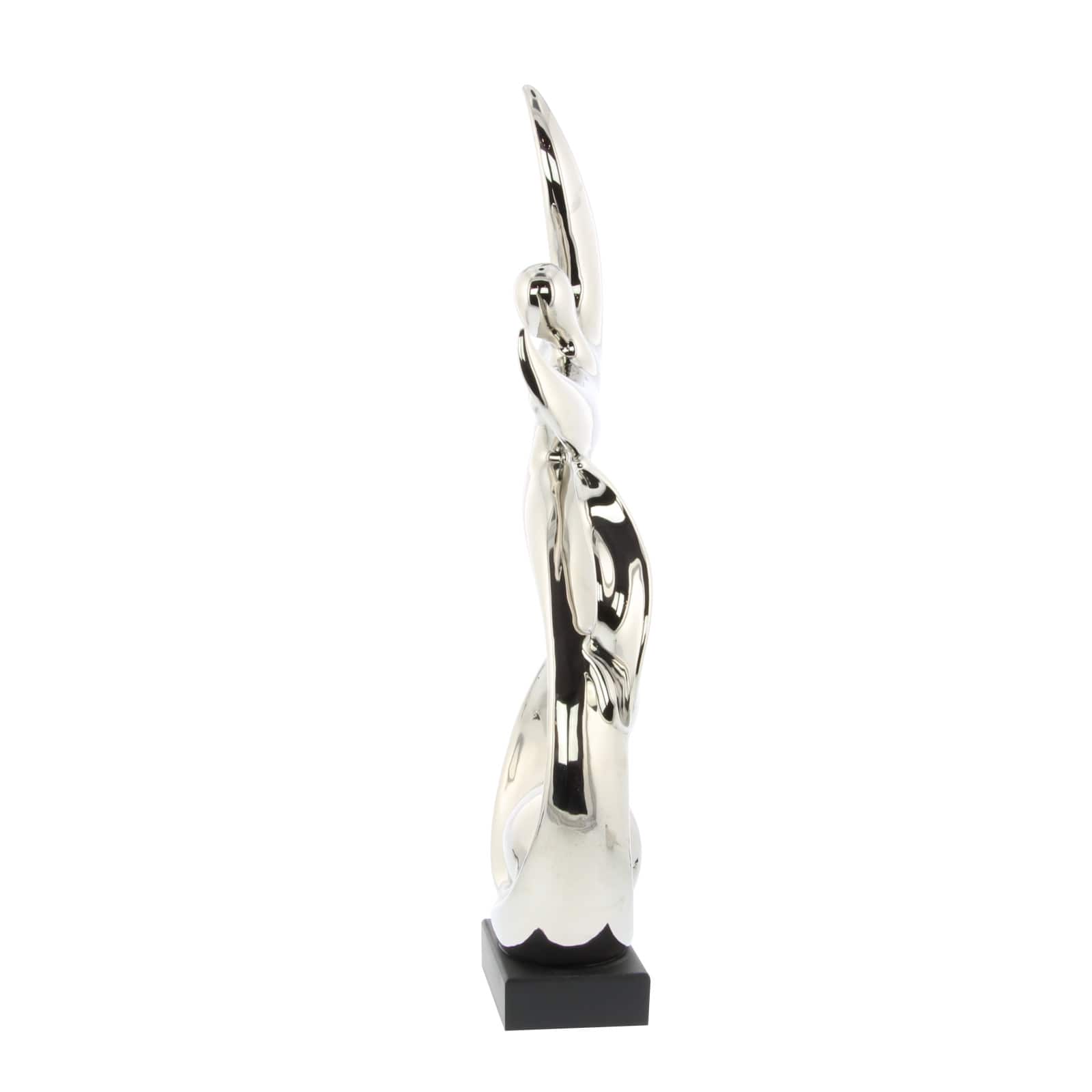 25" Silver Ceramic Modern Twist Sculpture