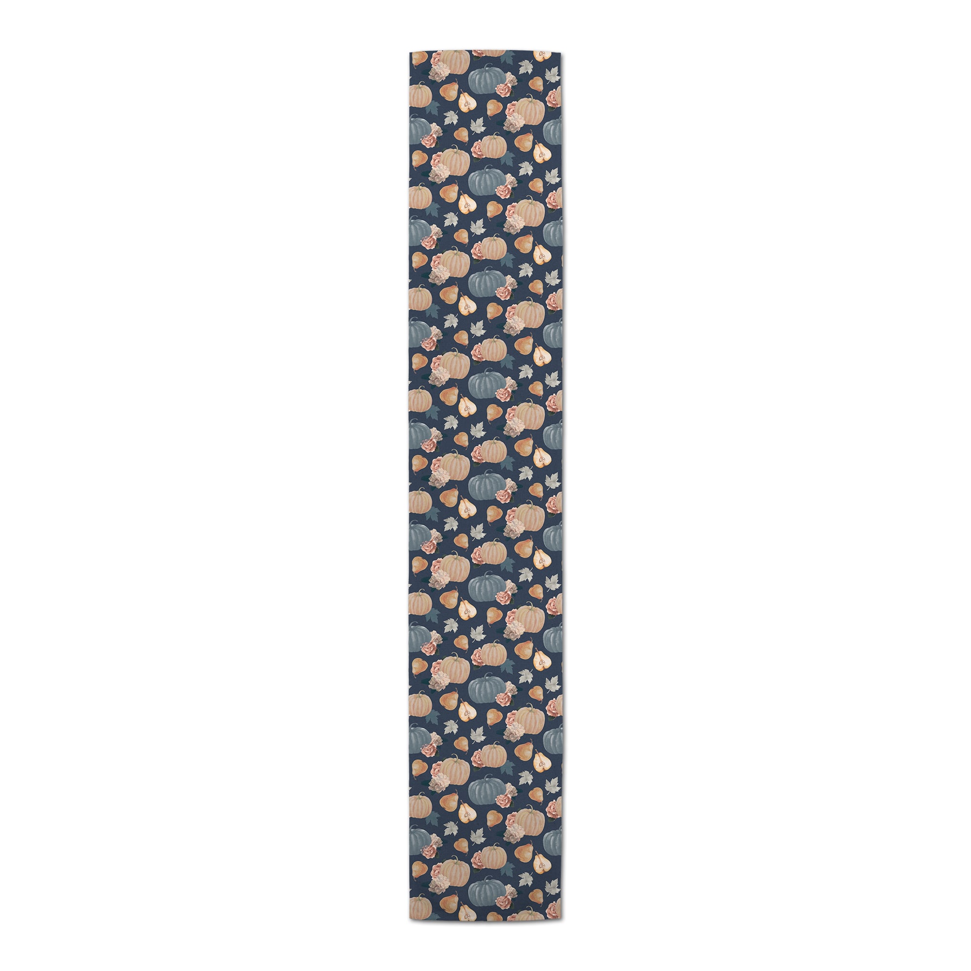 72" Sweet Harvest Pattern Blue Poly Twill Table Runner