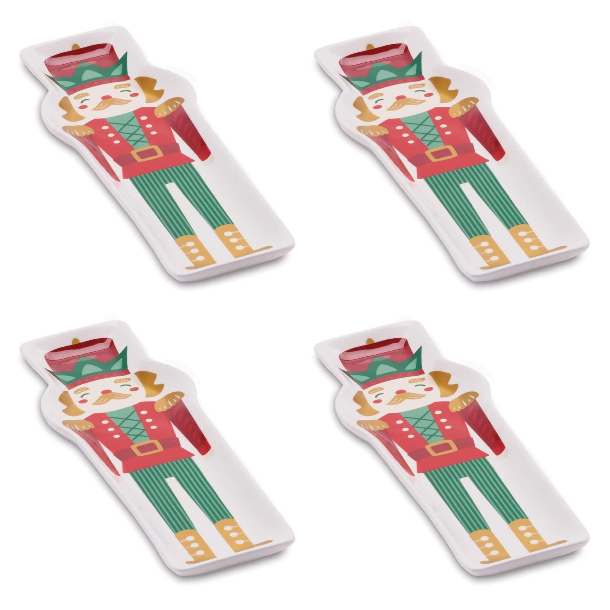 Melrose 12.25" x 4" Nutcracker Holiday Ceramic Trinket Dishes, 4ct.