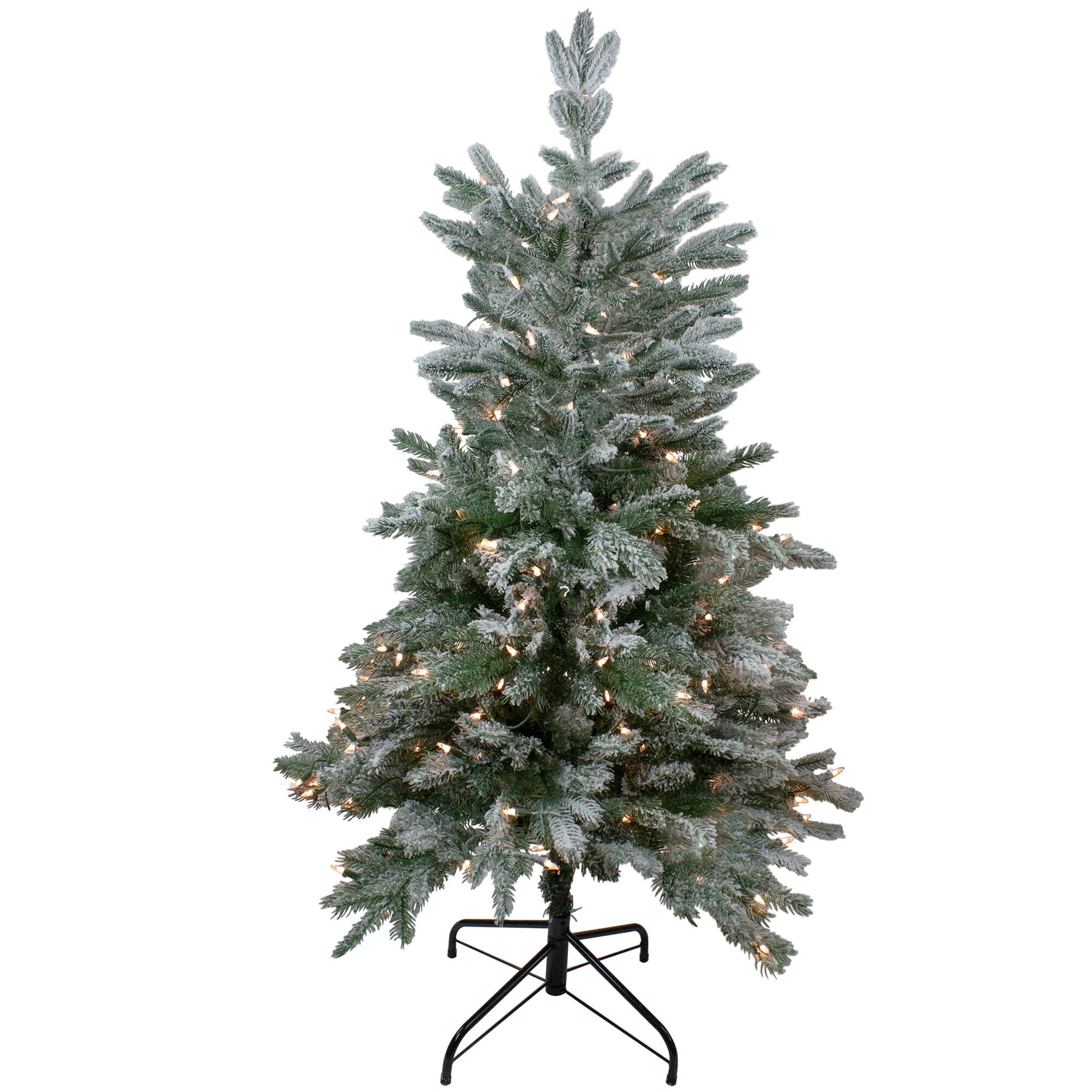 4.5ft. Pre-Lit Real Touch™️ Flocked Whistler Noble Fir Artificial Christmas Tree, Clear Lights