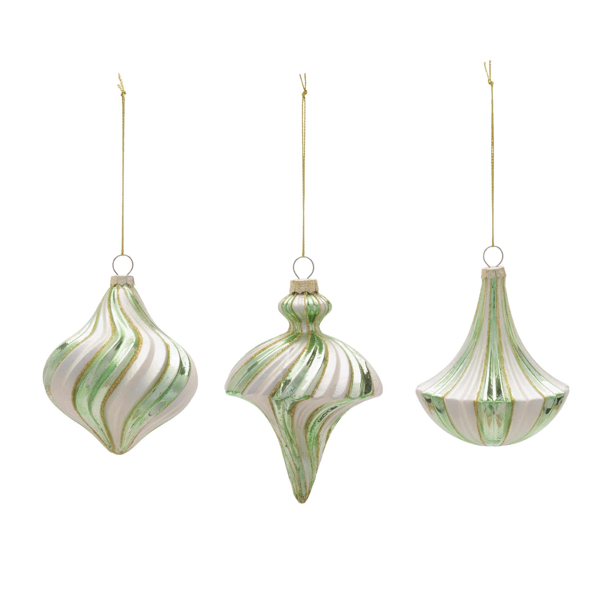 Melrose Green Petite Glass Christmas Ornament Set