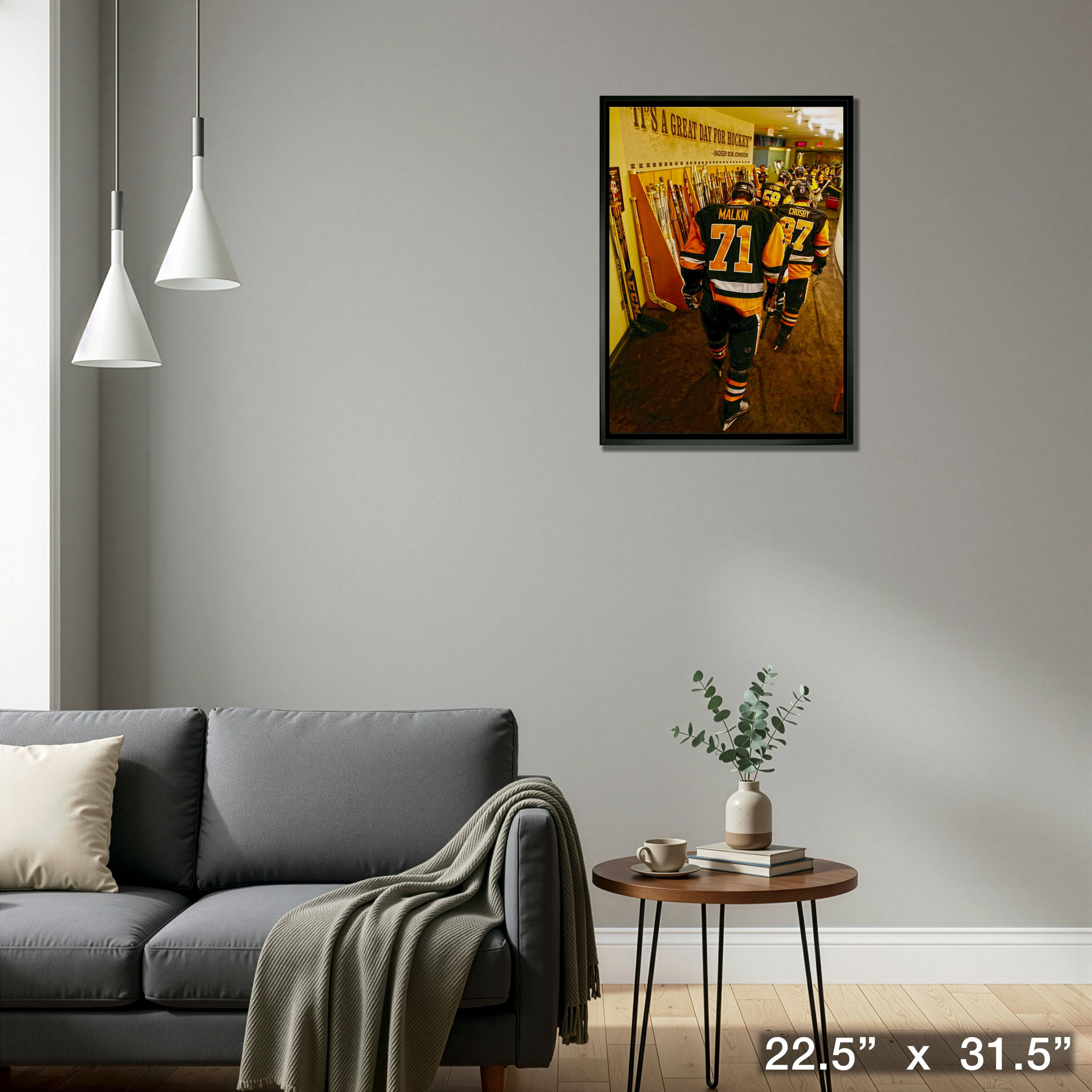 Evgeni Malkin and Sidney Crosby Pittsburgh Penguins Framed 20" x 29" Walking in Dressing Room Hallway Canvas