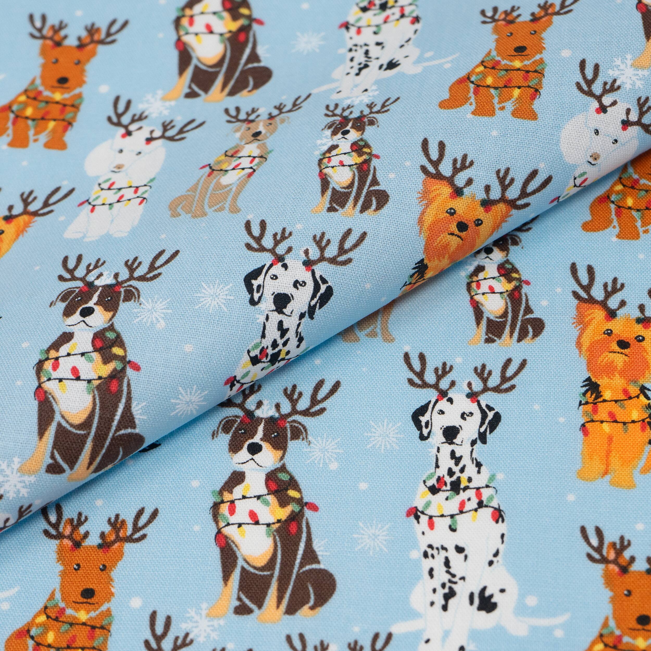 SINGER Christmas Reindeer Pups Cotton Fabric