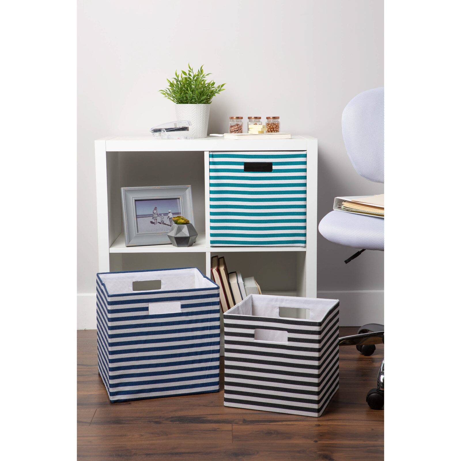 DII® 13" Black Pinstripe Storage Cube