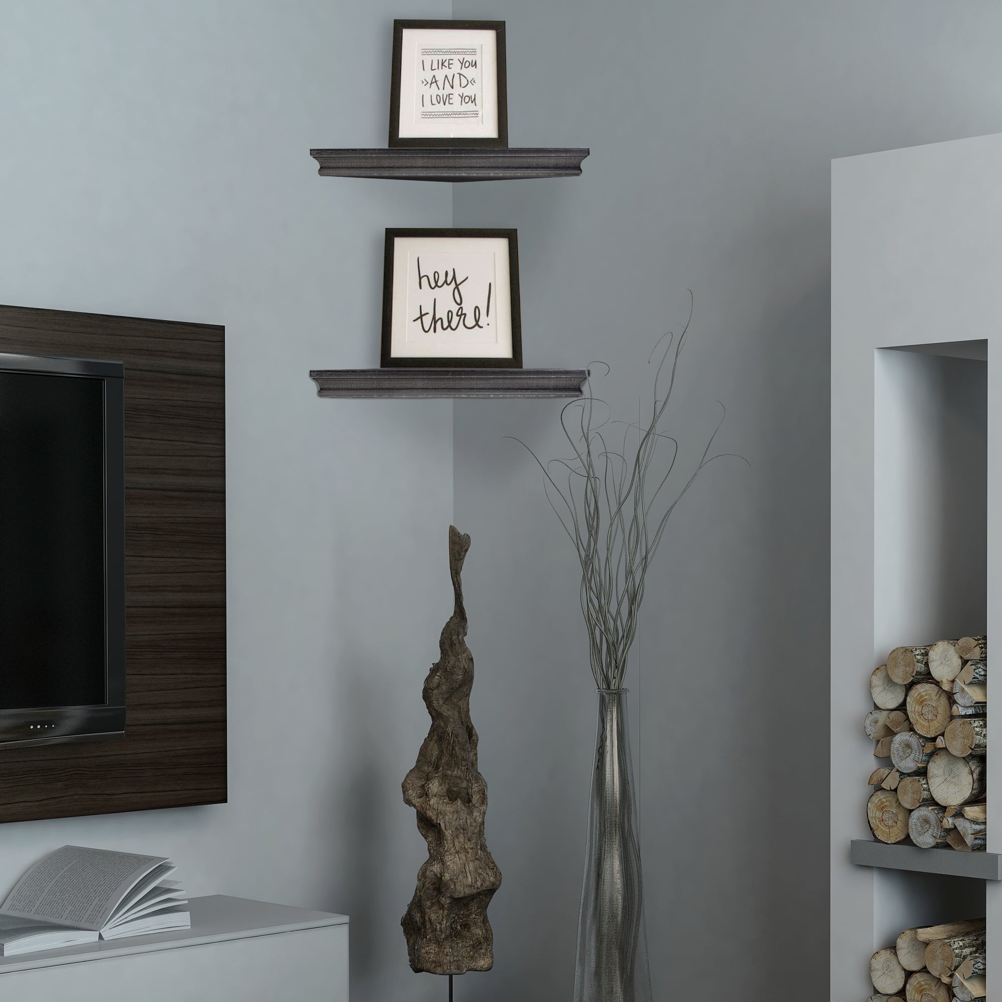 Beveled Floating Corner Shelves Set
