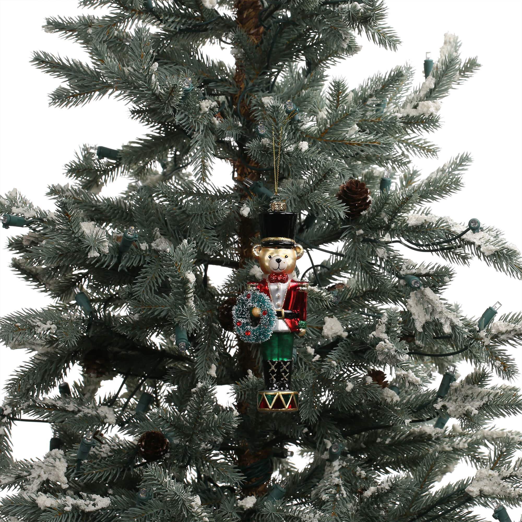 6" Bear Nutcracker Wreath Hand Painted Glass Ornament by Ashland®