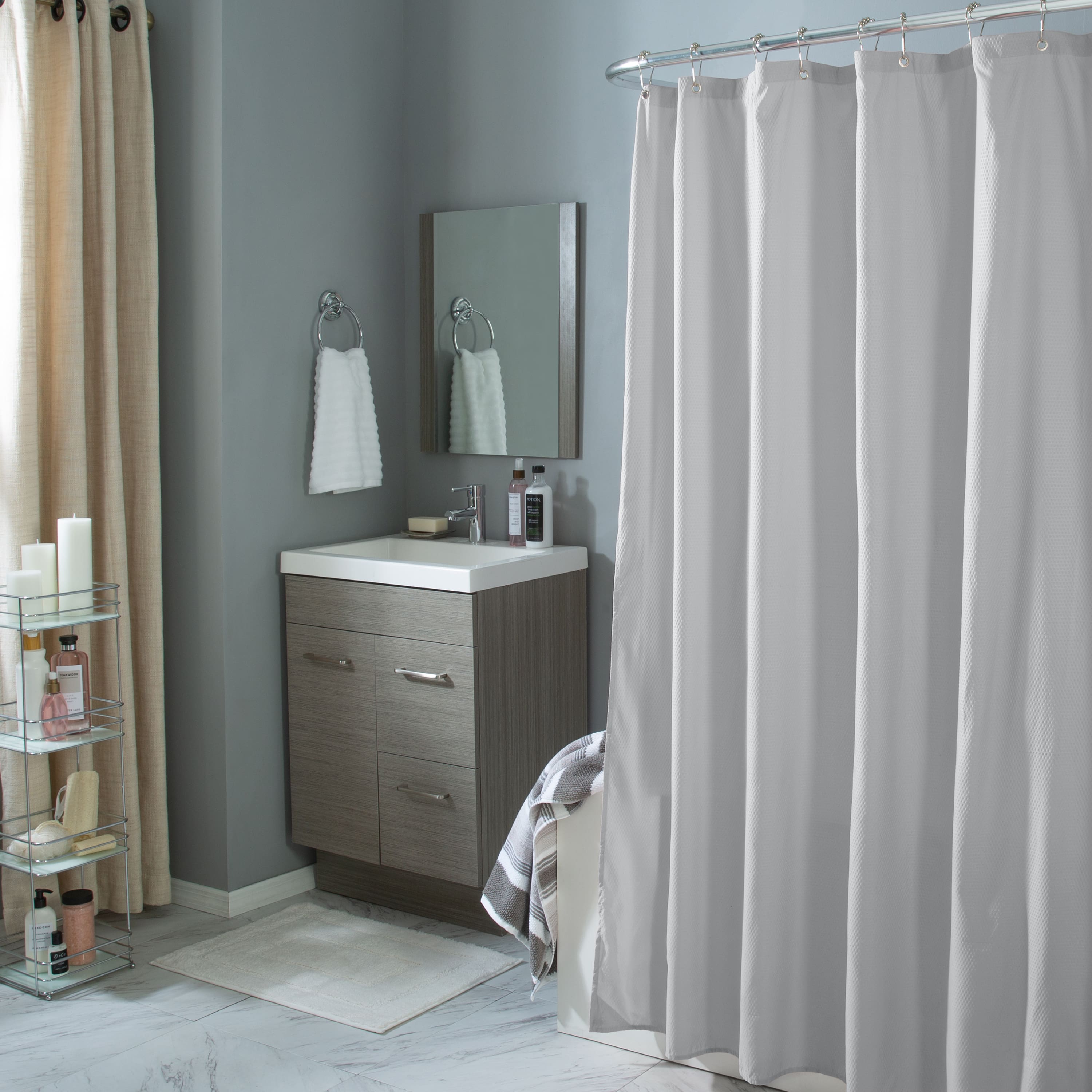 Bath Bliss Microfiber Soft Touch Diamond Design Shower Curtain Liner