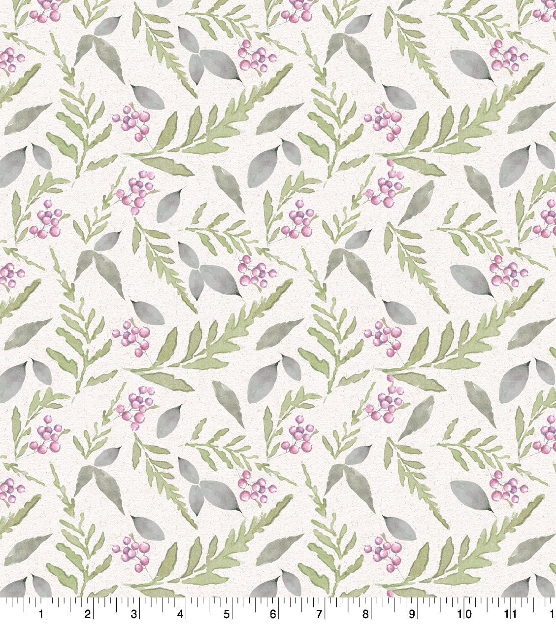 Suzanne Nicoll Peony Leaves & Berries Cotton Fabric