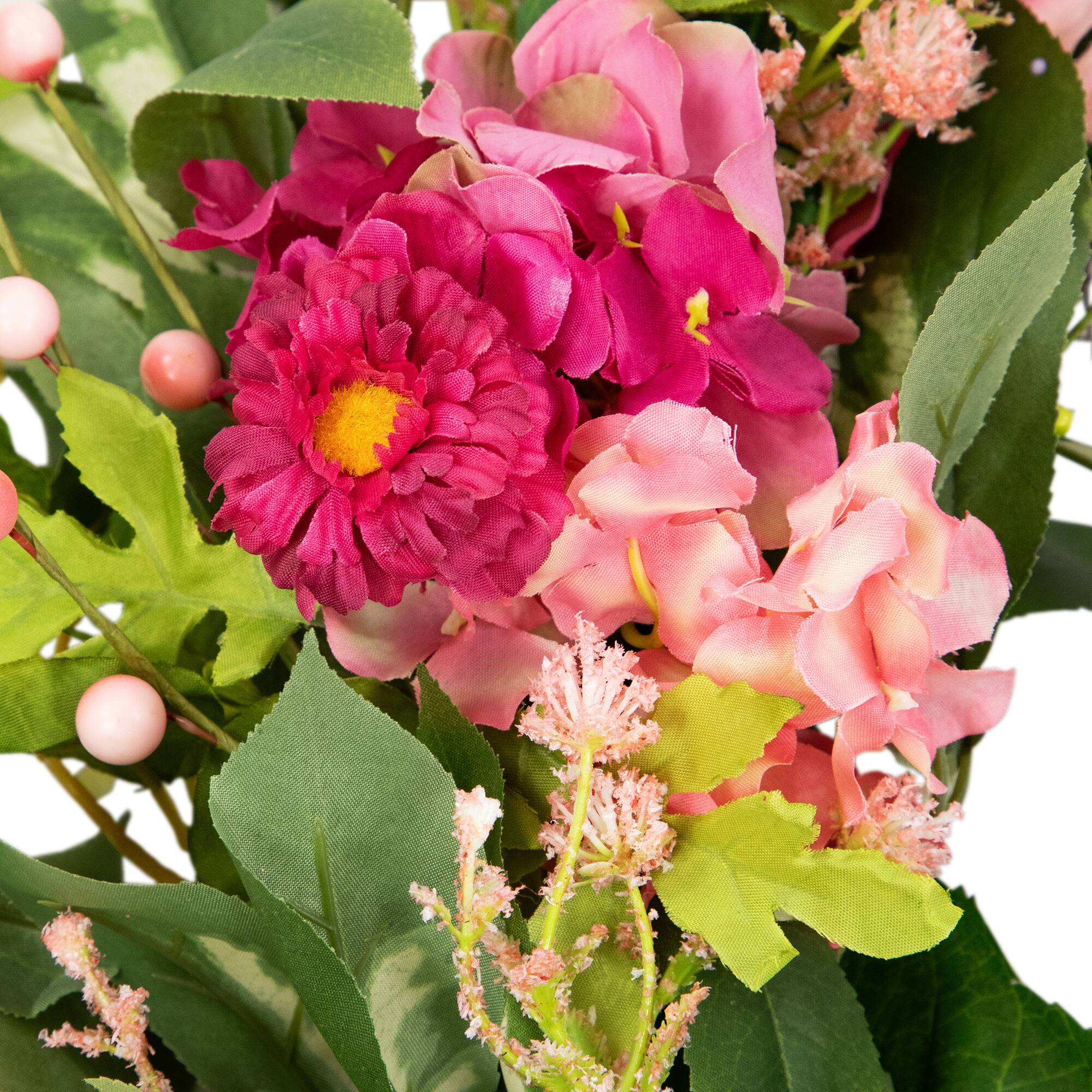 24" Leafy Hydrangea Floral Spring Wreath